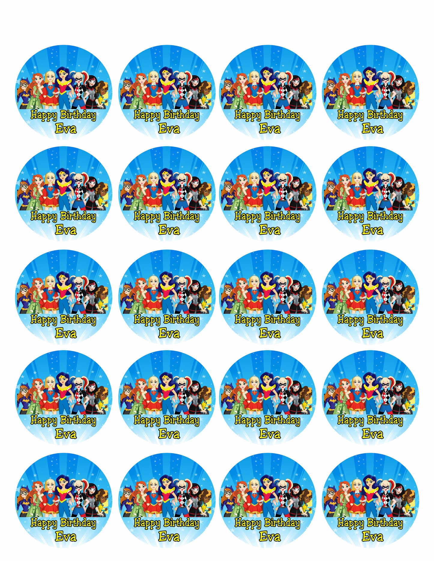 DC Superhero Girls - Edible Cake Topper, Cupcake Toppers, Strips