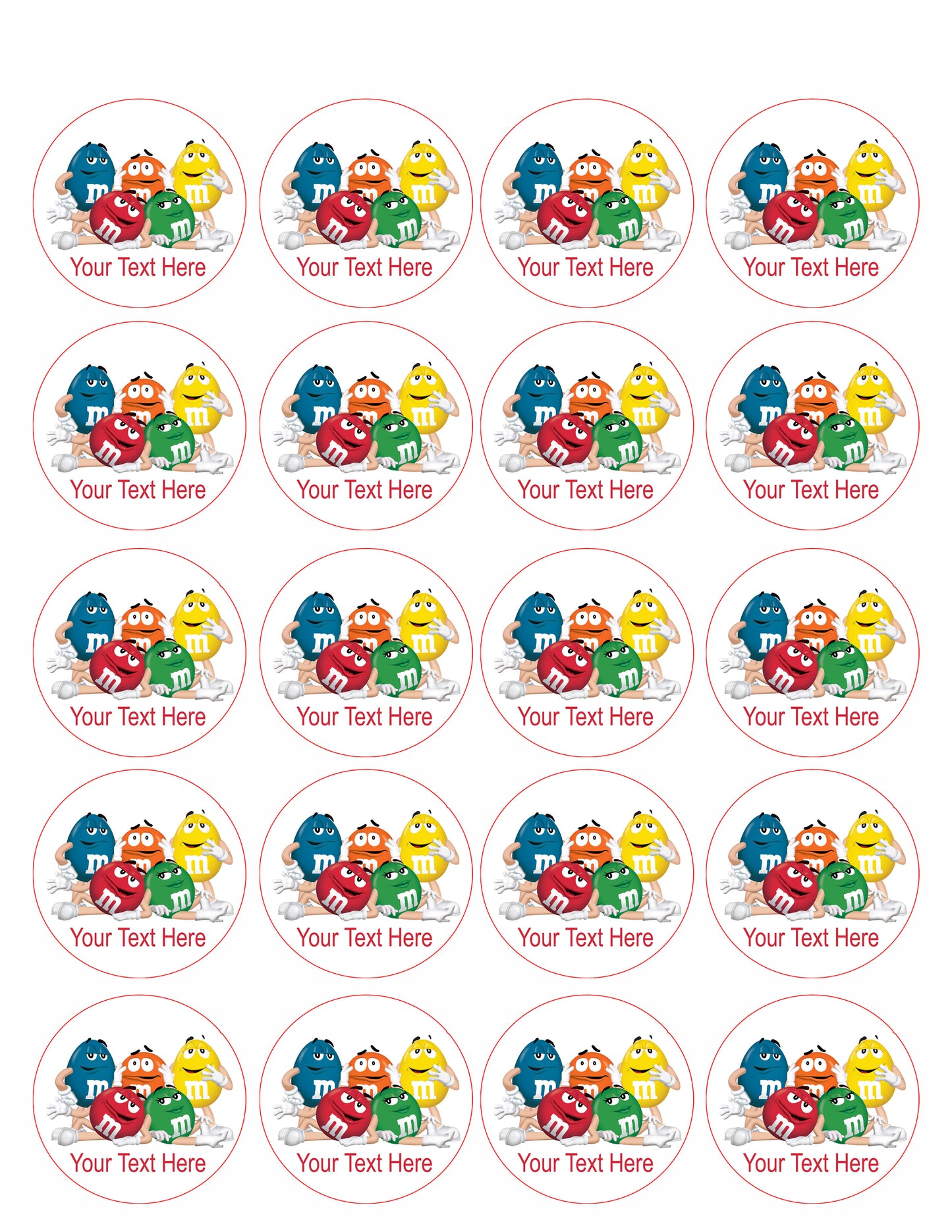 M & M - Edible Cake Topper, Cupcake Toppers, Strips
