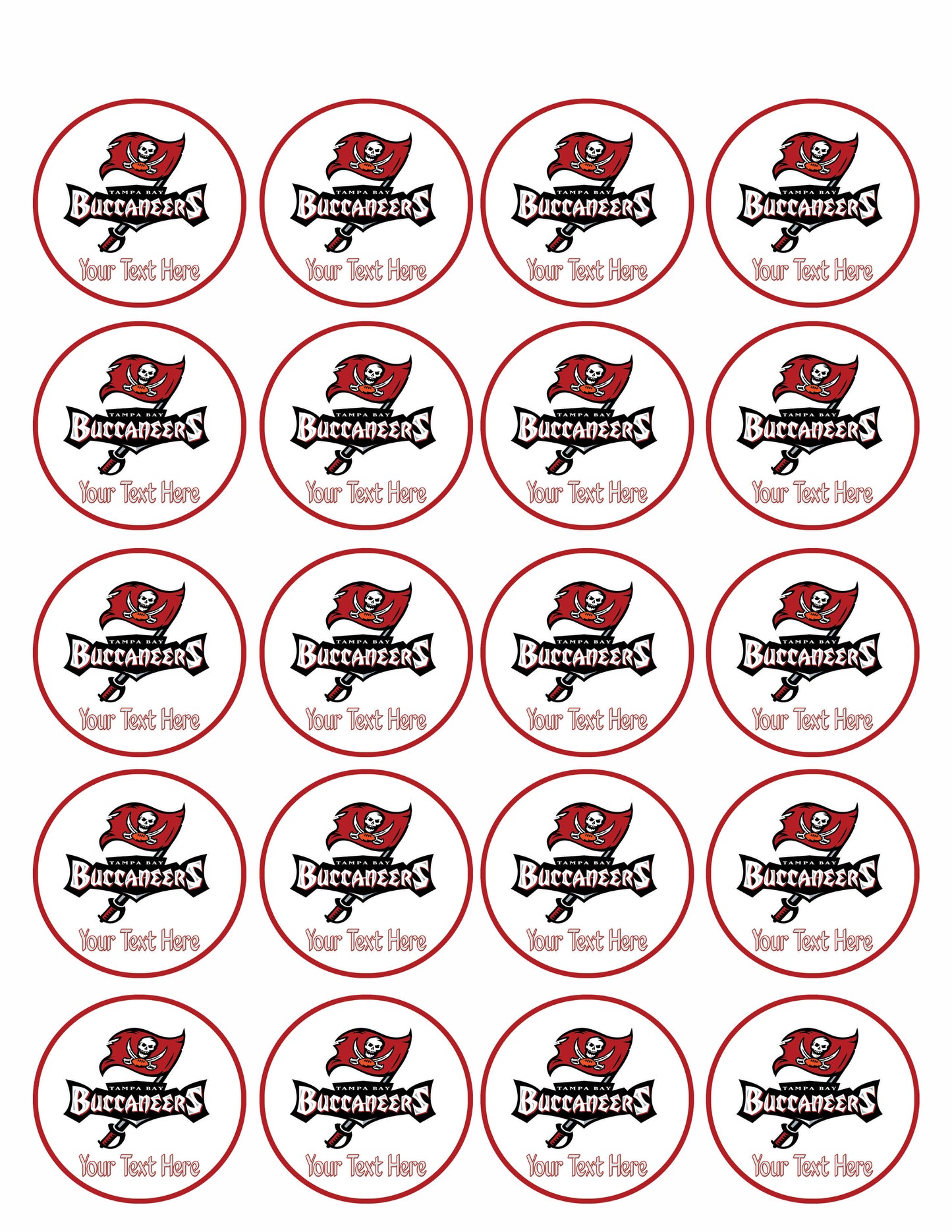 Tampa Bay Buccaneers - Edible Cake Topper OR Cupcake Topper, Decor