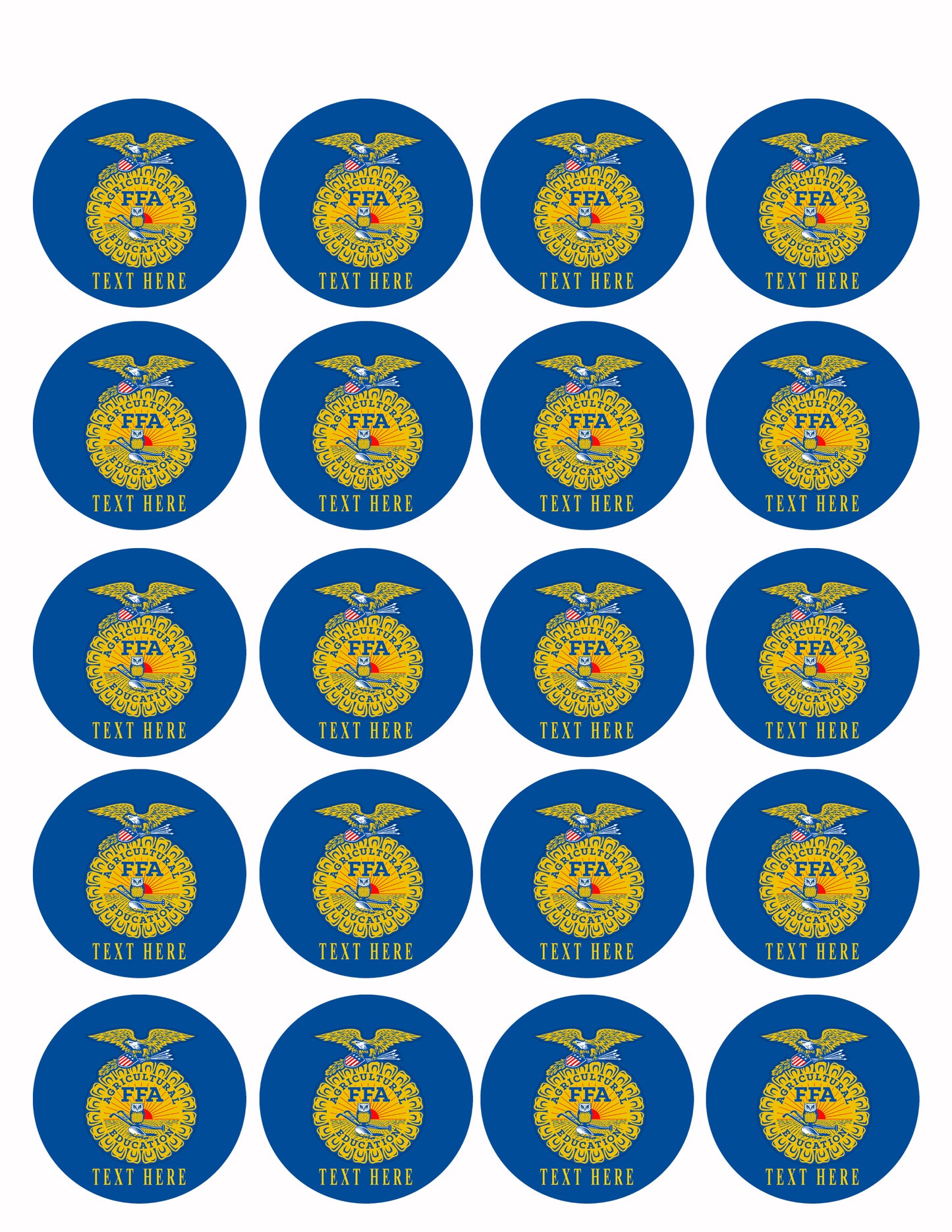 FFA - Edible Cake Topper, Cupcake Toppers, Strips