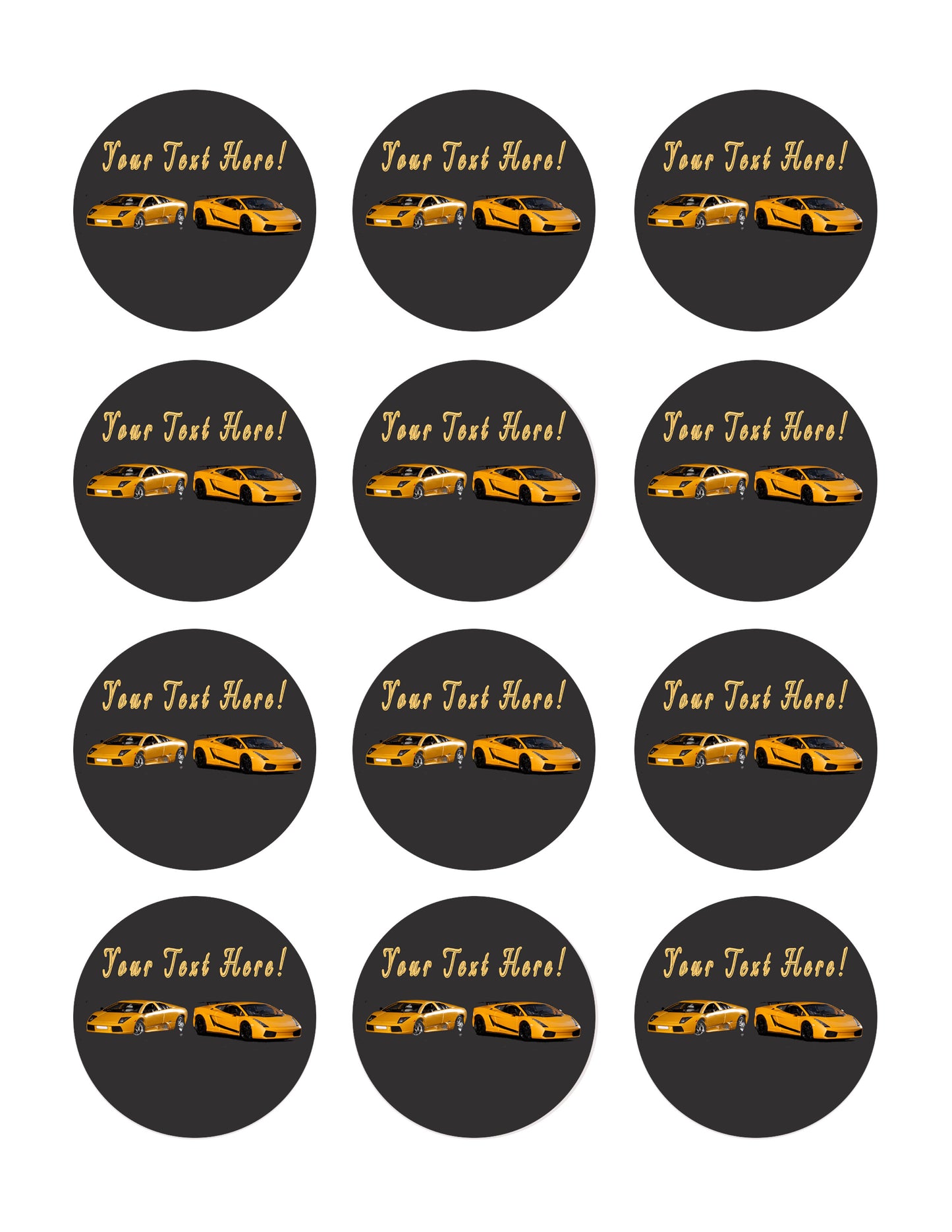 Sport Cars - Edible Cake Topper, Cupcake Toppers, Strips