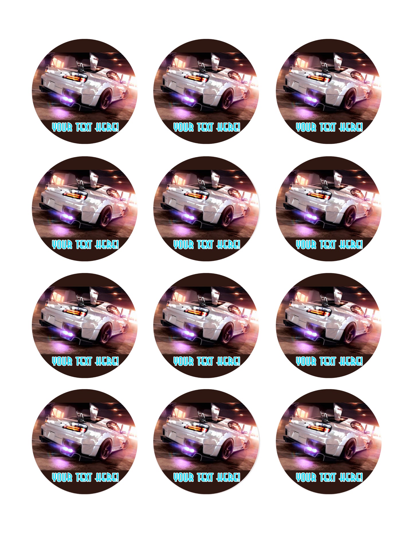 Need For Speed - Edible Cake Topper, Cupcake Toppers, Strips