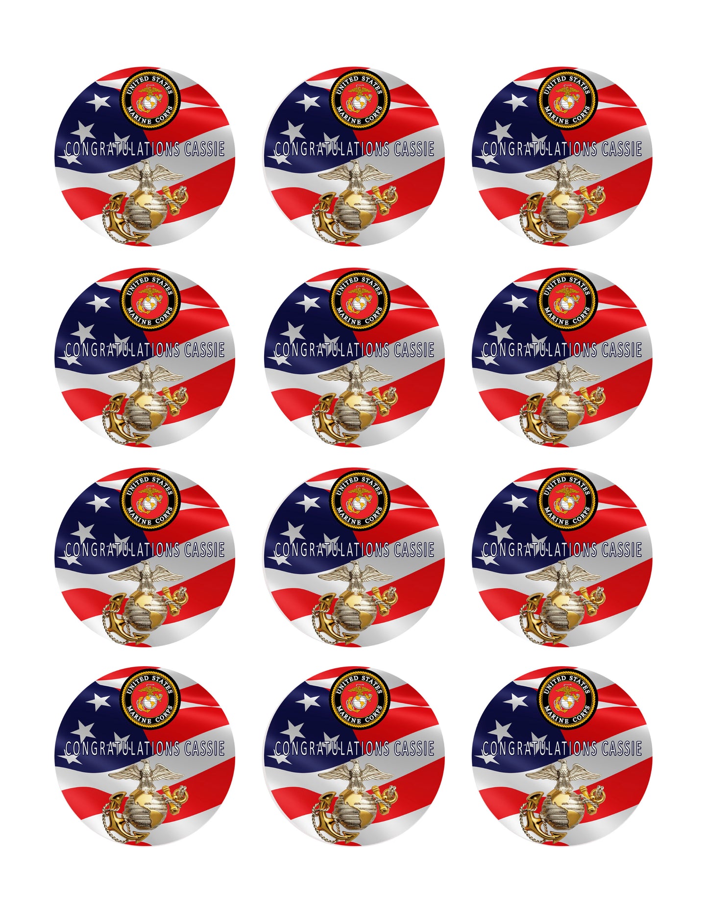 US Marine Corp - Edible Cake Topper OR Cupcake Topper, Decor