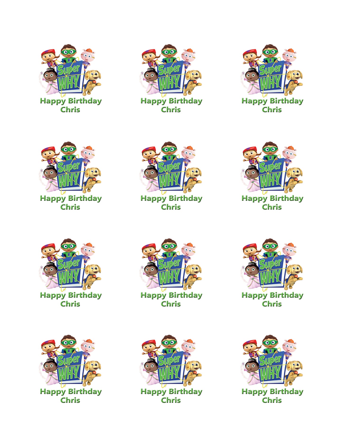 SUPER WHY (Nr4) - Edible Cake Topper OR Cupcake Topper, Decor