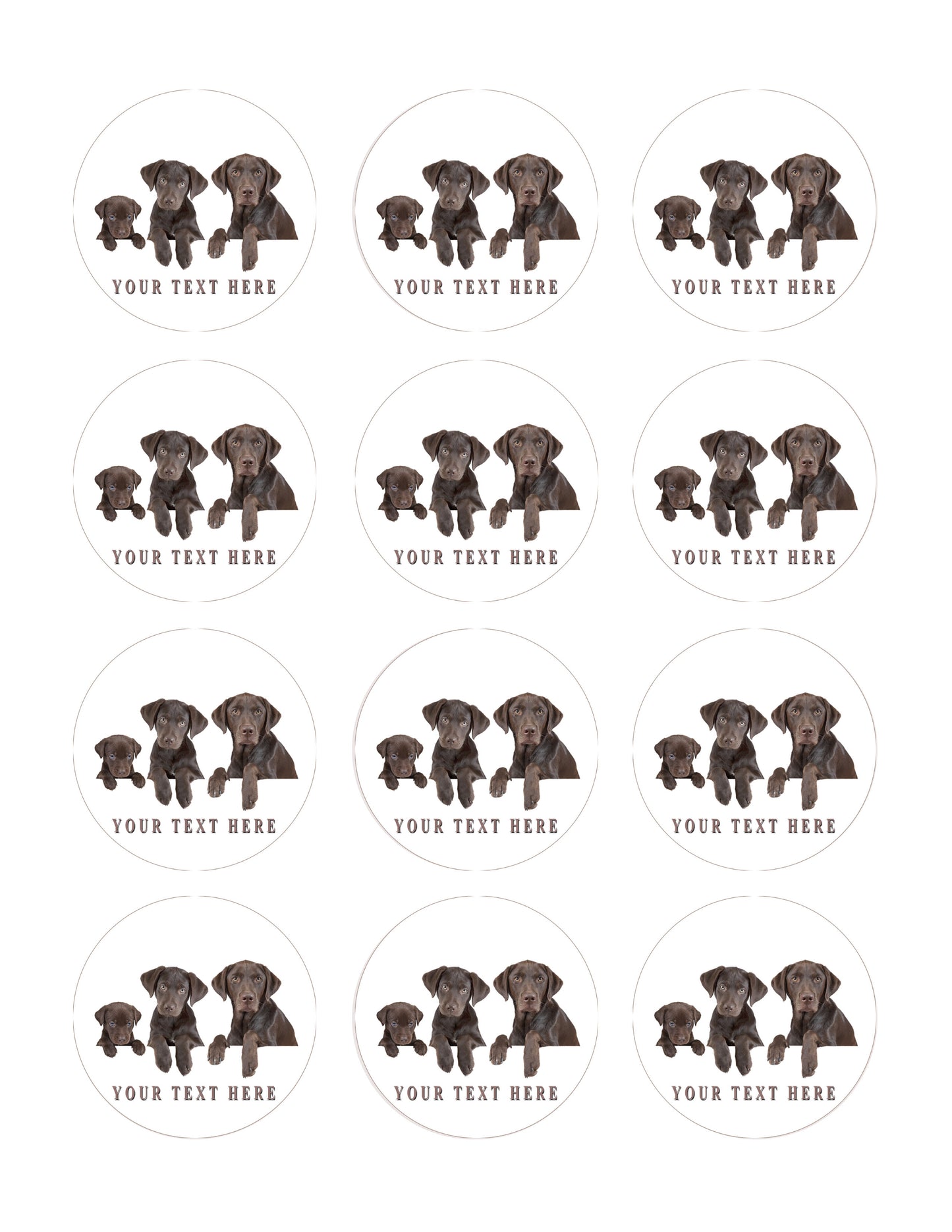 Dog Family - Edible Cake Topper, Cupcake Toppers, Strips