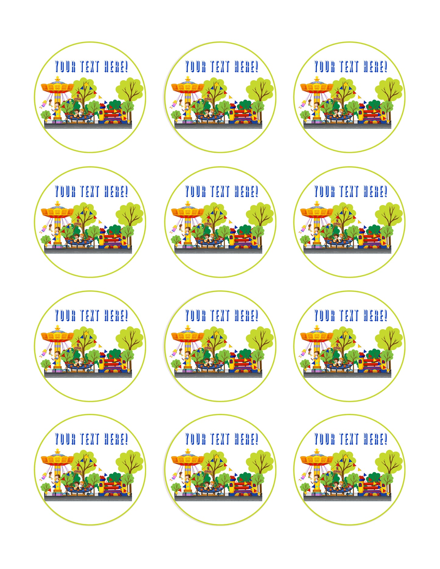 Kids Carnival - Edible Cake Topper, Cupcake Toppers, Strips