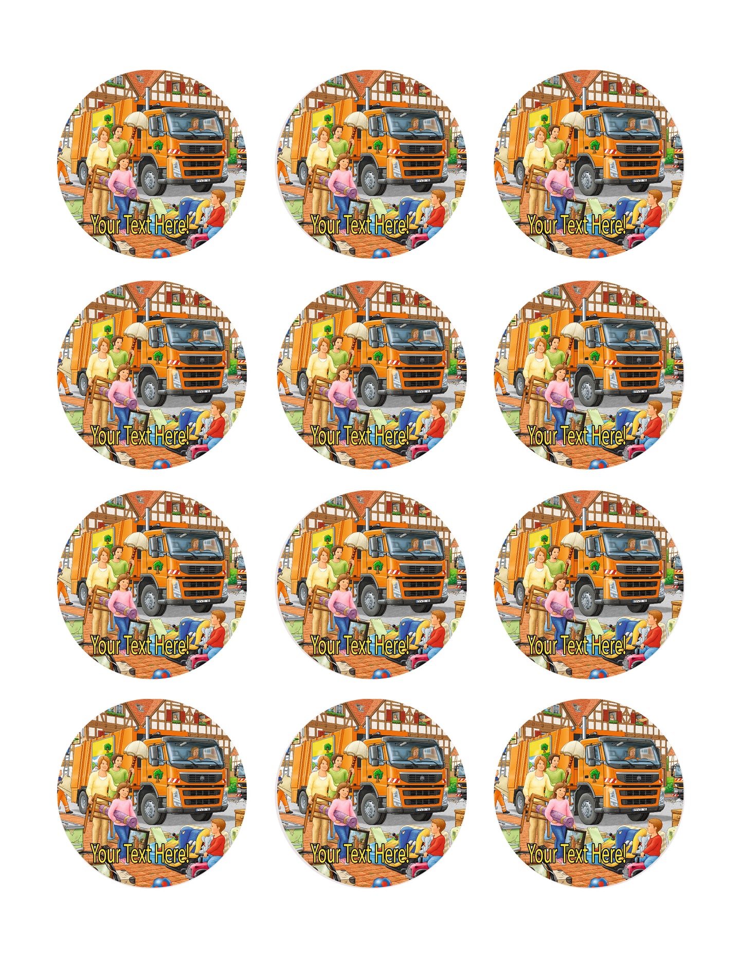 Garbage Truck - Edible Cake Topper, Cupcake Toppers, Strips