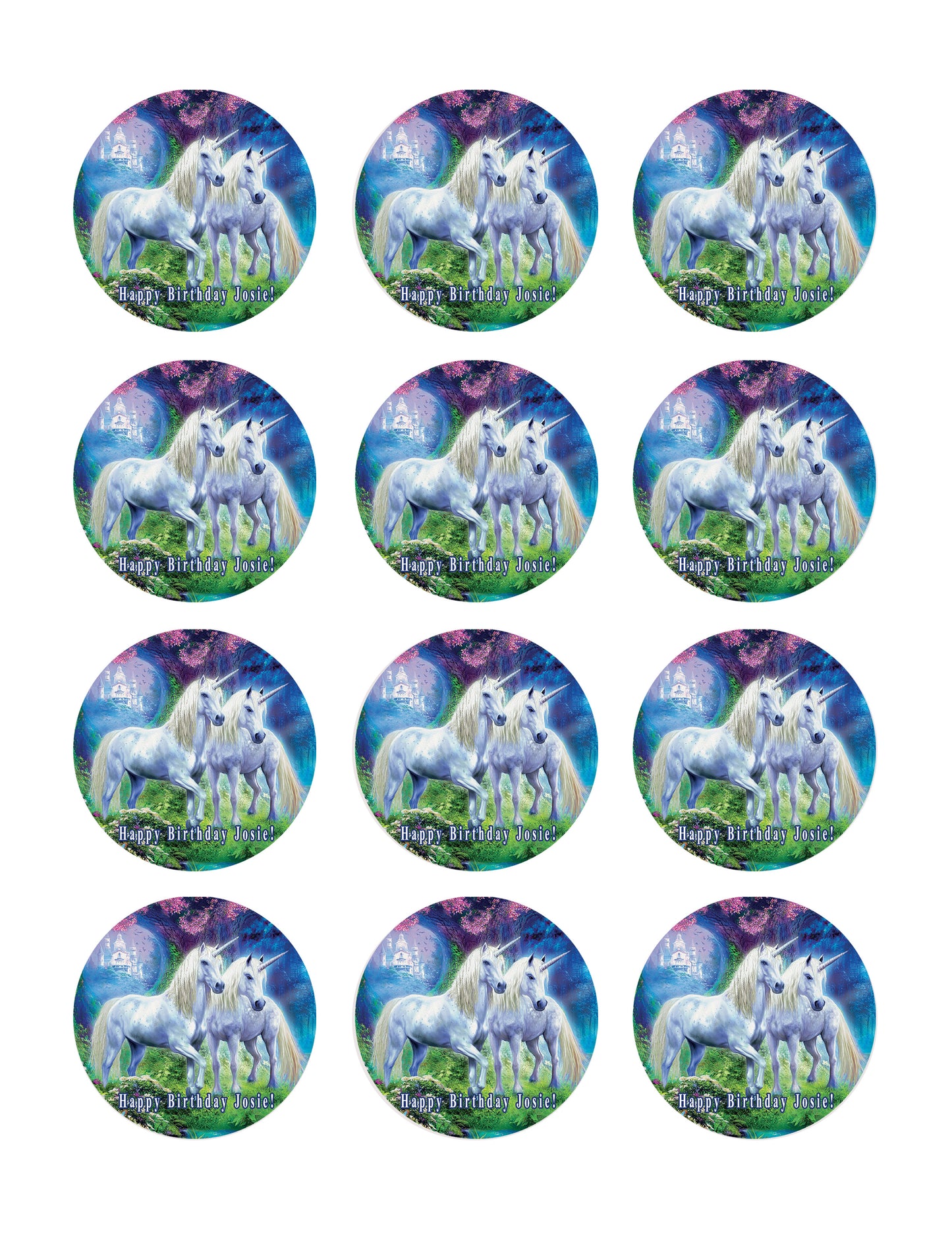 Unicorn - Edible Cake Topper, Cupcake Toppers, Strips