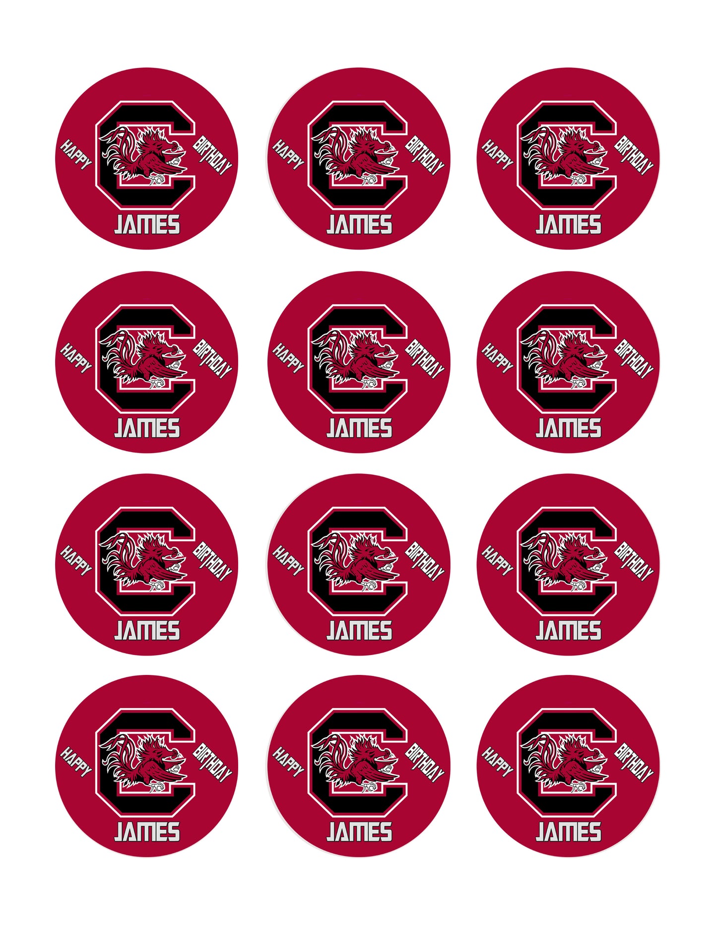 South Carolina Gamecocks - Edible Cake Topper OR Cupcake Topper, Decor