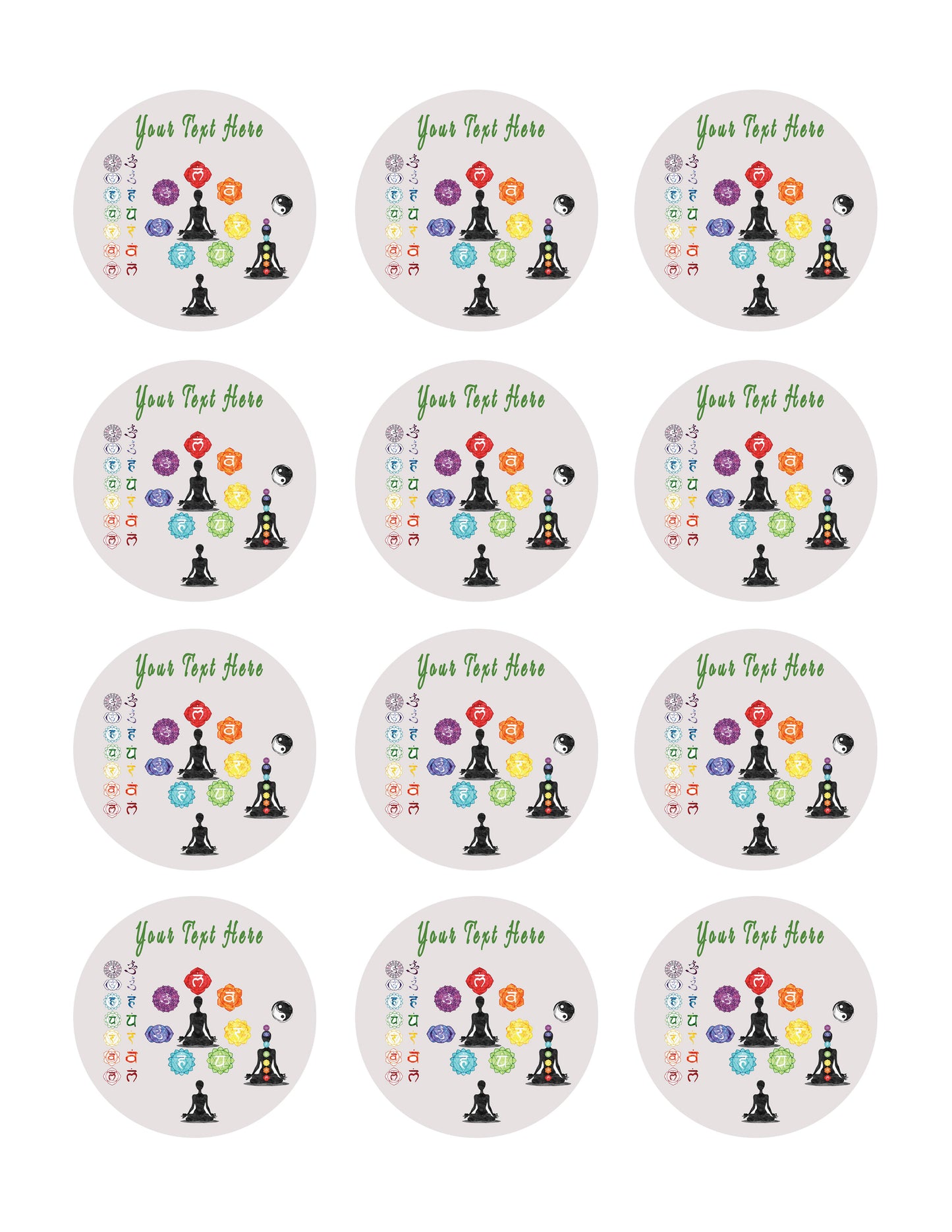 Chakra - Edible Cake Topper, Cupcake Toppers, Strips