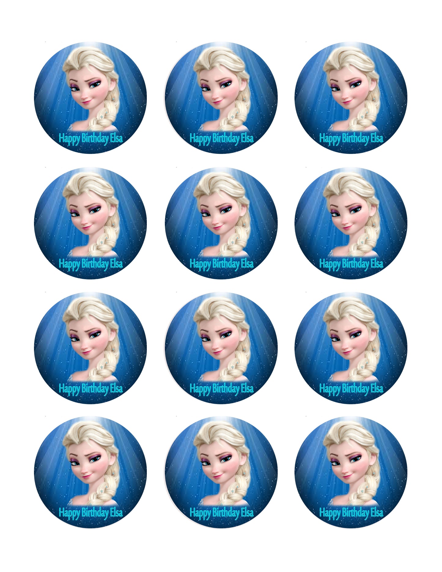 Frozen Elsa Face - Edible Cake Topper OR Cupcake Topper, Decor