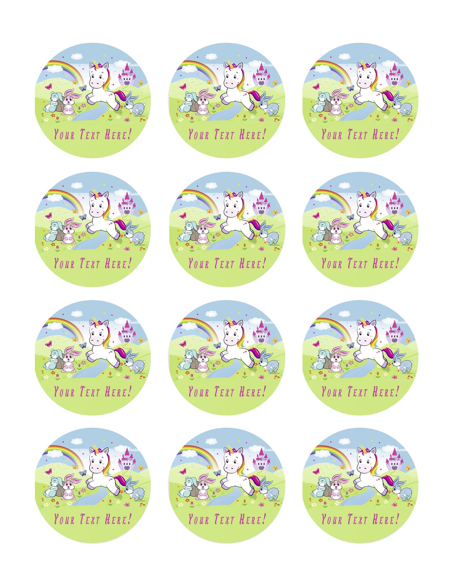 Wonderful Unikorn - Edible Cake Topper, Cupcake Toppers, Strips