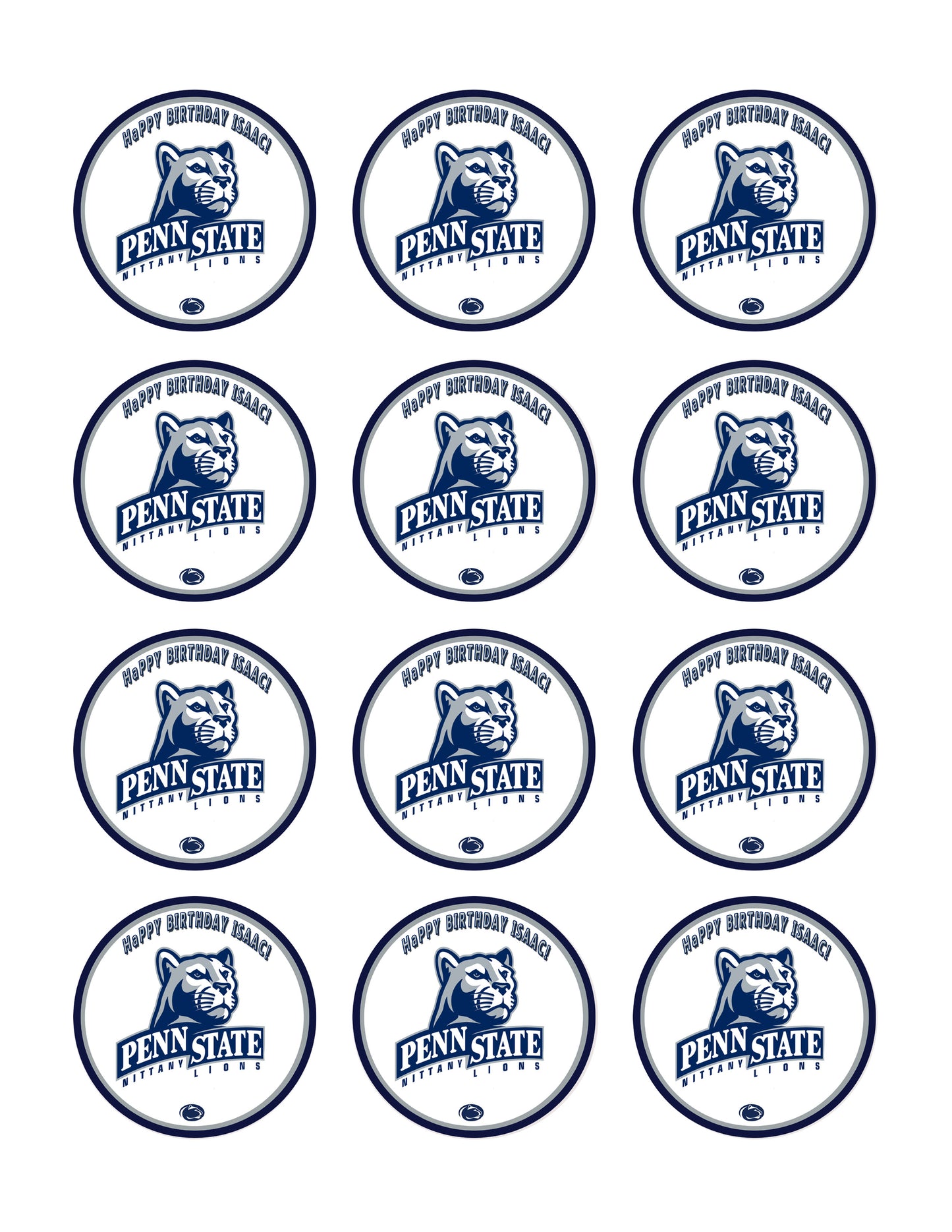 Penn State Nittany Lions - Edible Cake Topper OR Cupcake Topper, Decor