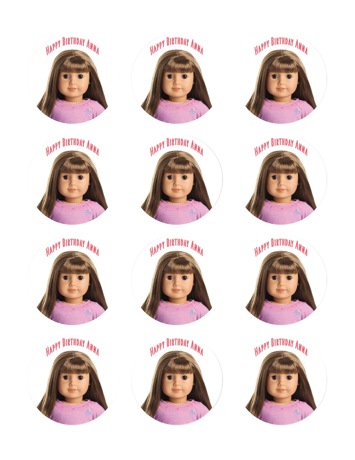 American Girl (Nr3) - Edible Cake Topper, Cupcake Toppers, Strips