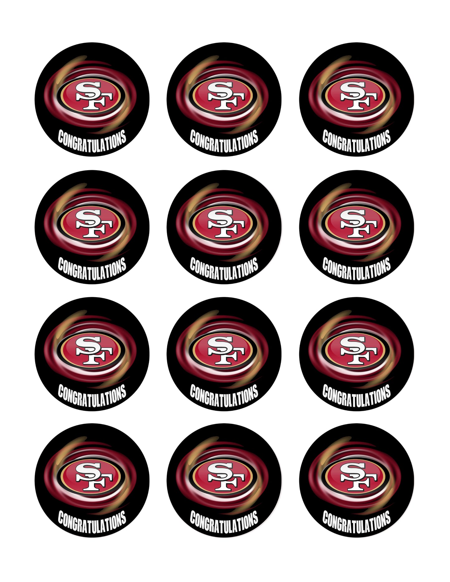 San Francisco 49ers (B) - Edible Cake Topper OR Cupcake Topper, Decor
