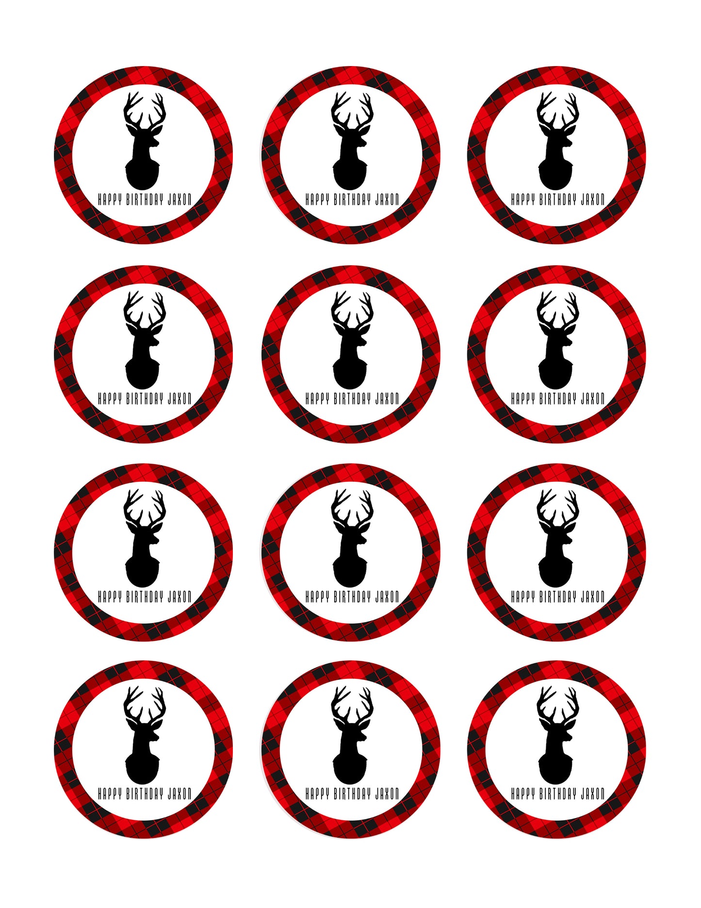 Deer Head - Edible Cake Topper, Cupcake Toppers, Strips