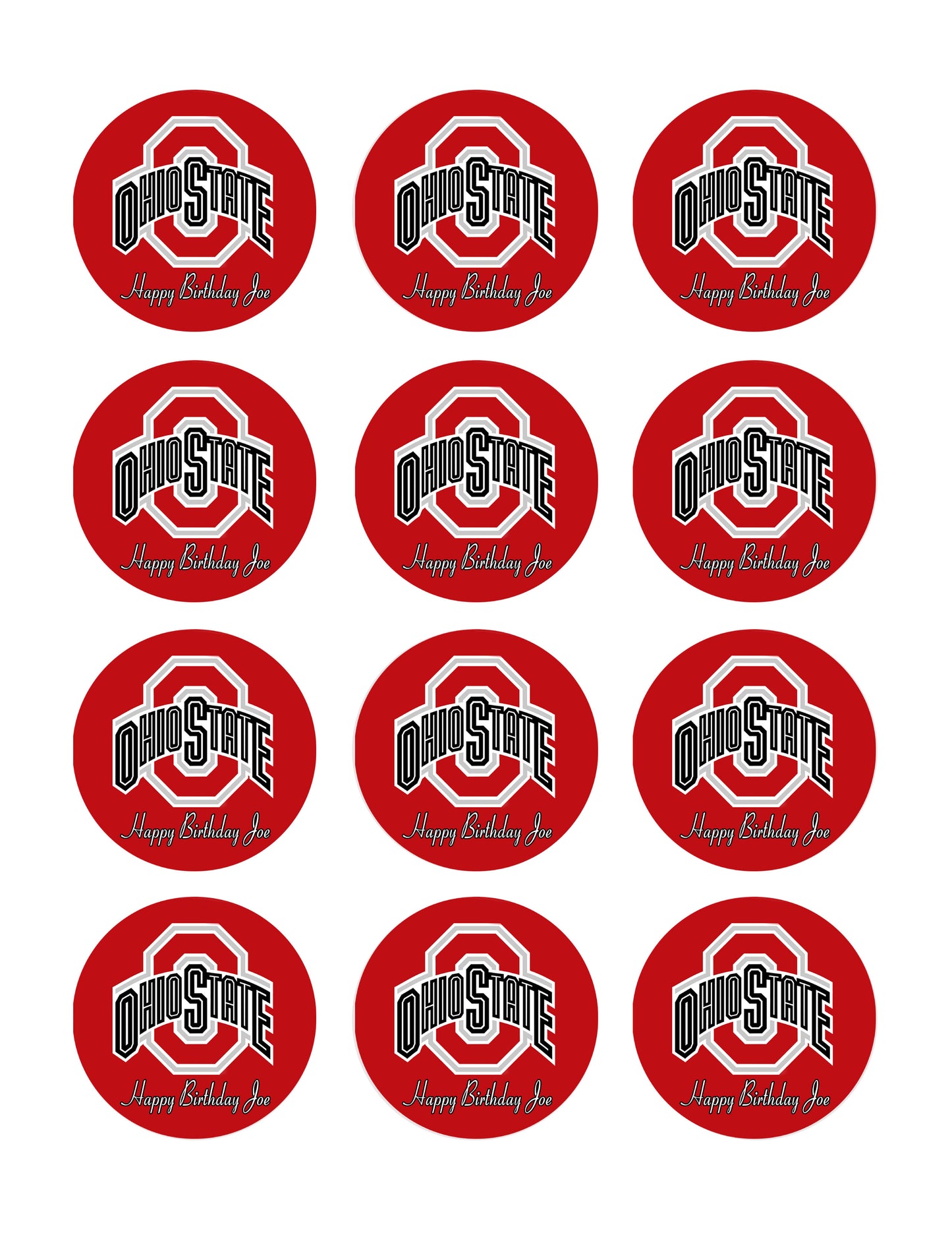 Ohio State Buckeyes - Edible Cake Topper OR Cupcake Topper, Decor
