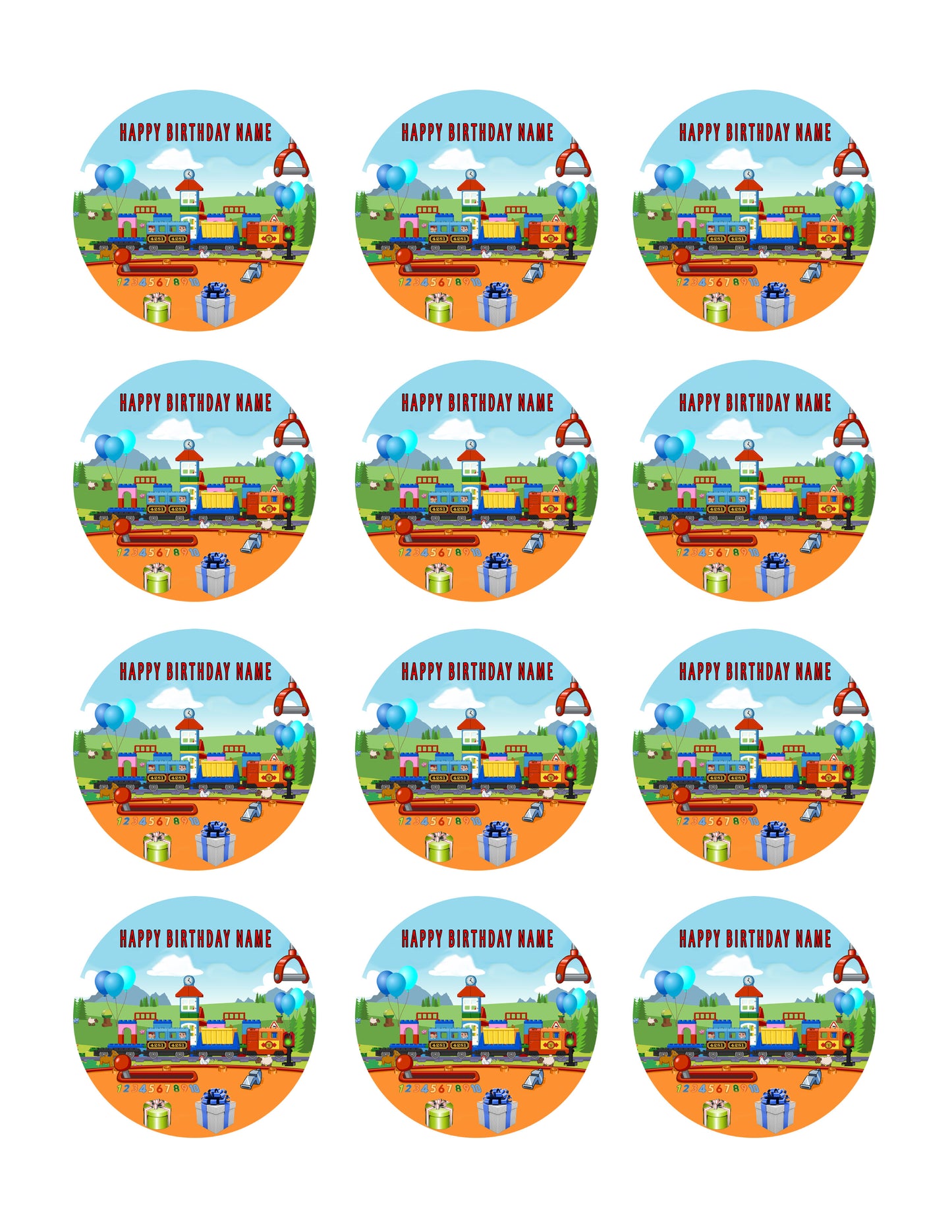 TRAIN For Children - Edible Cake Topper OR Cupcake Topper, Decor