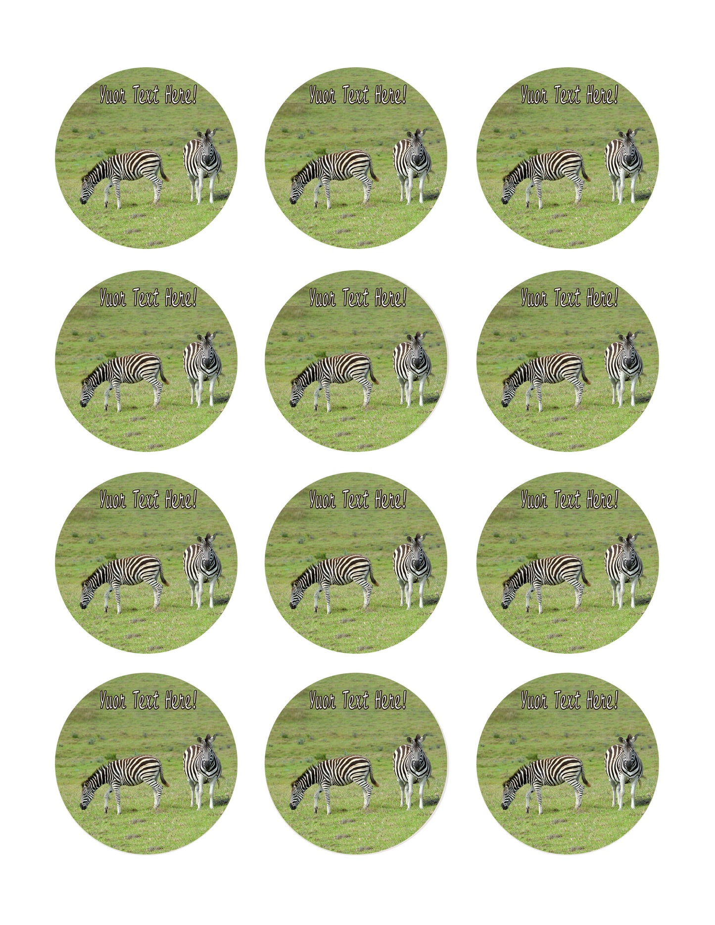 Zebra - Edible Cake Topper, Cupcake Toppers, Strips
