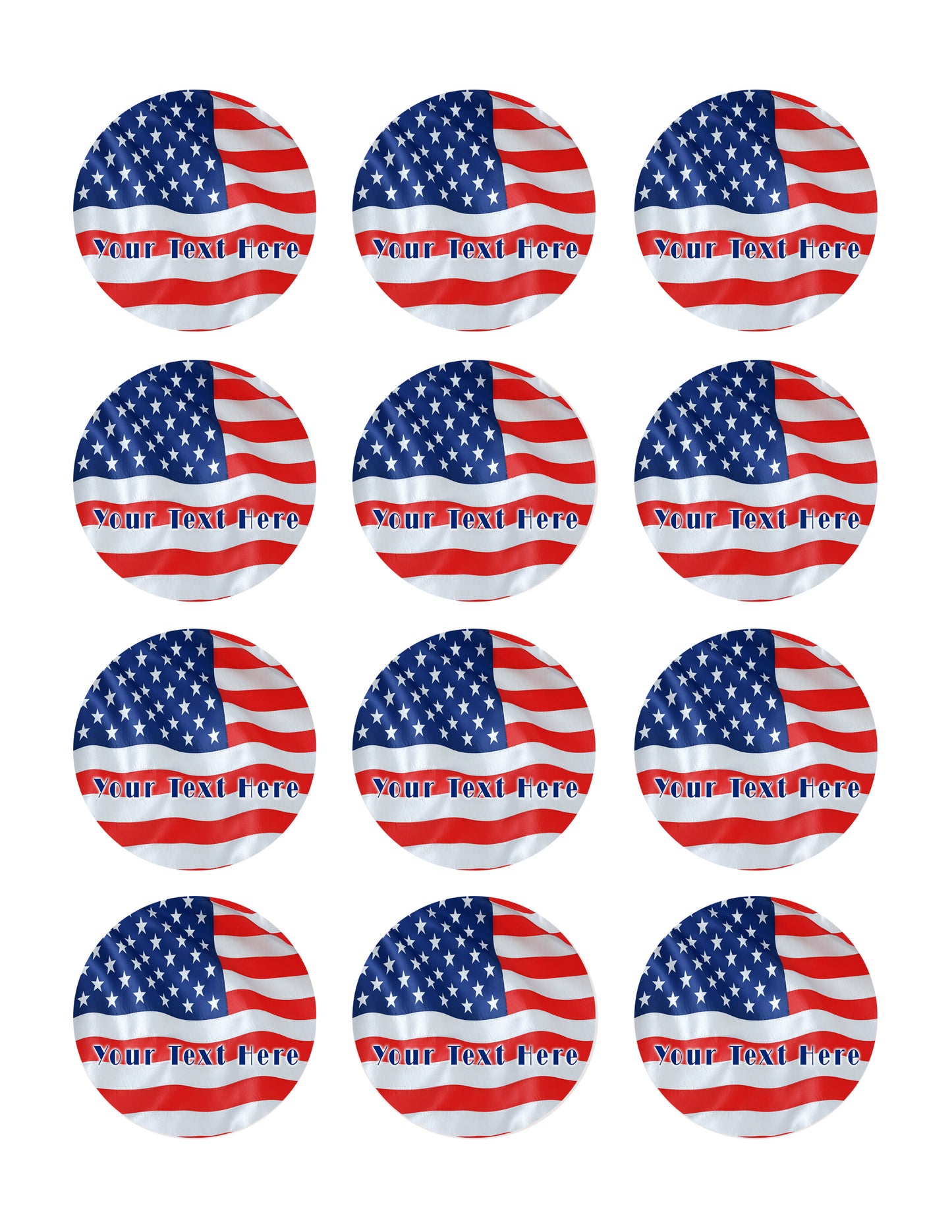 American Flag (Nr1) - Edible Cake Topper, Cupcake Toppers, Strips