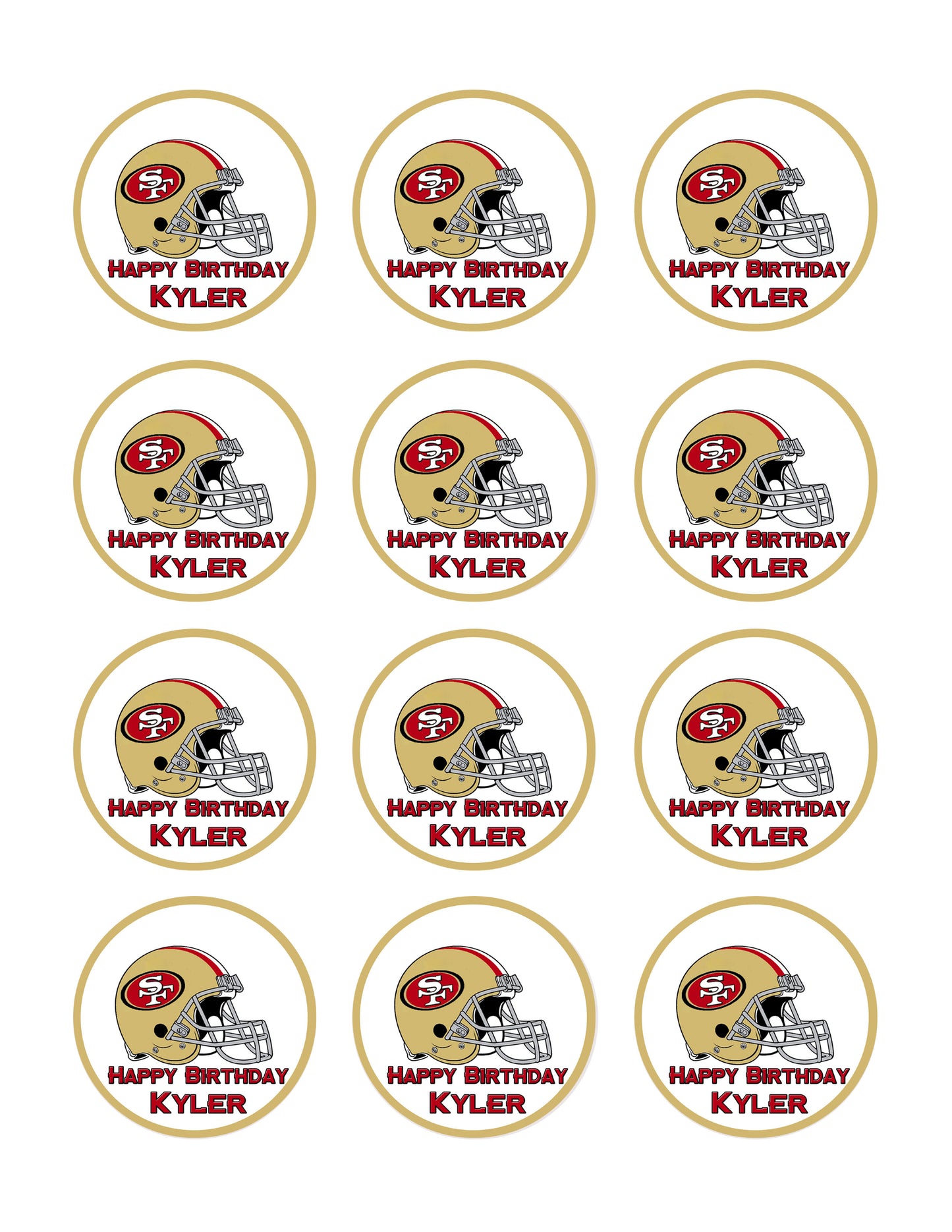 San Francisco 49ers - Edible Cake Topper OR Cupcake Topper, Decor