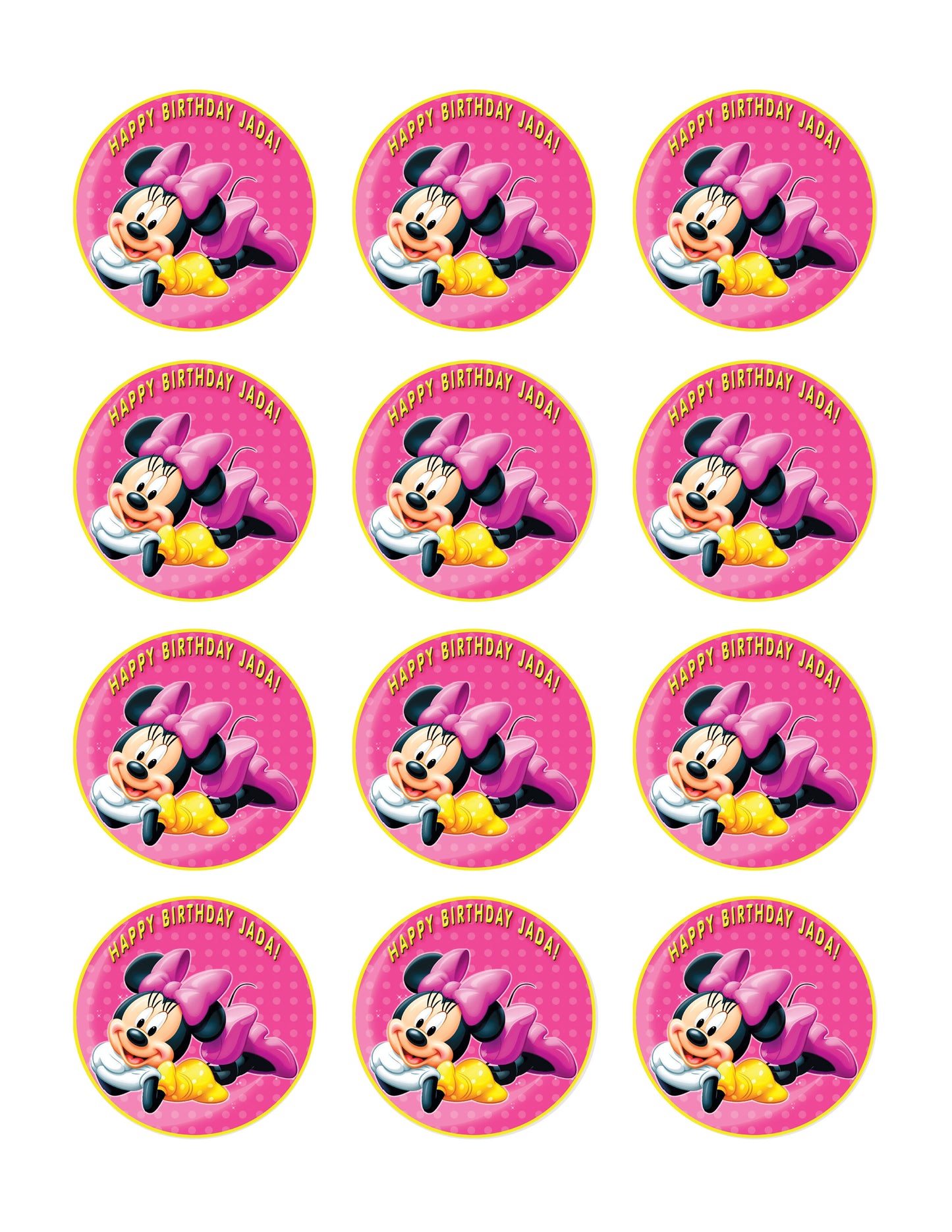Minnie Mouse - Edible Cake Topper OR Cupcake Topper, Decor