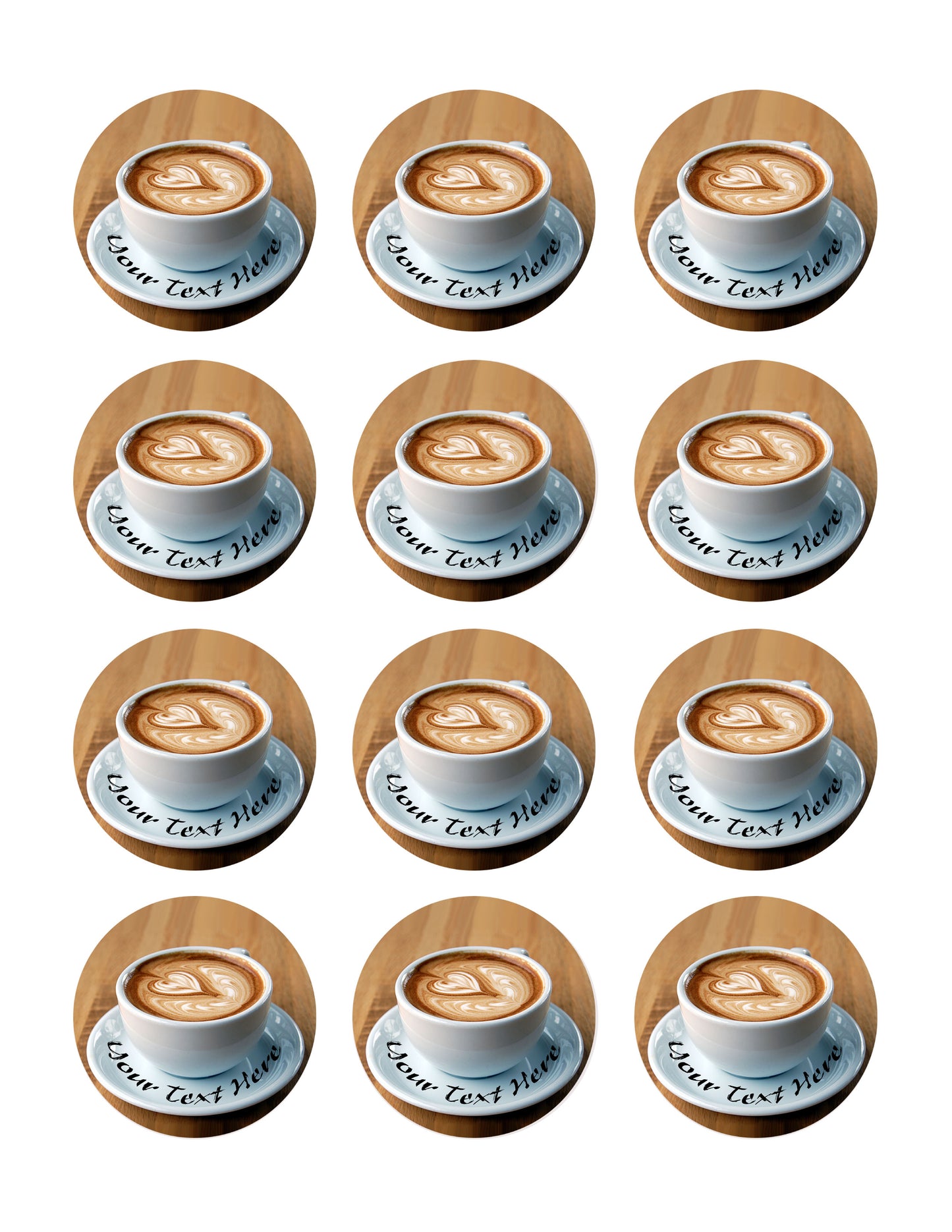 Heart Latte Art - Edible Cake Topper, Cupcake Toppers, Strips