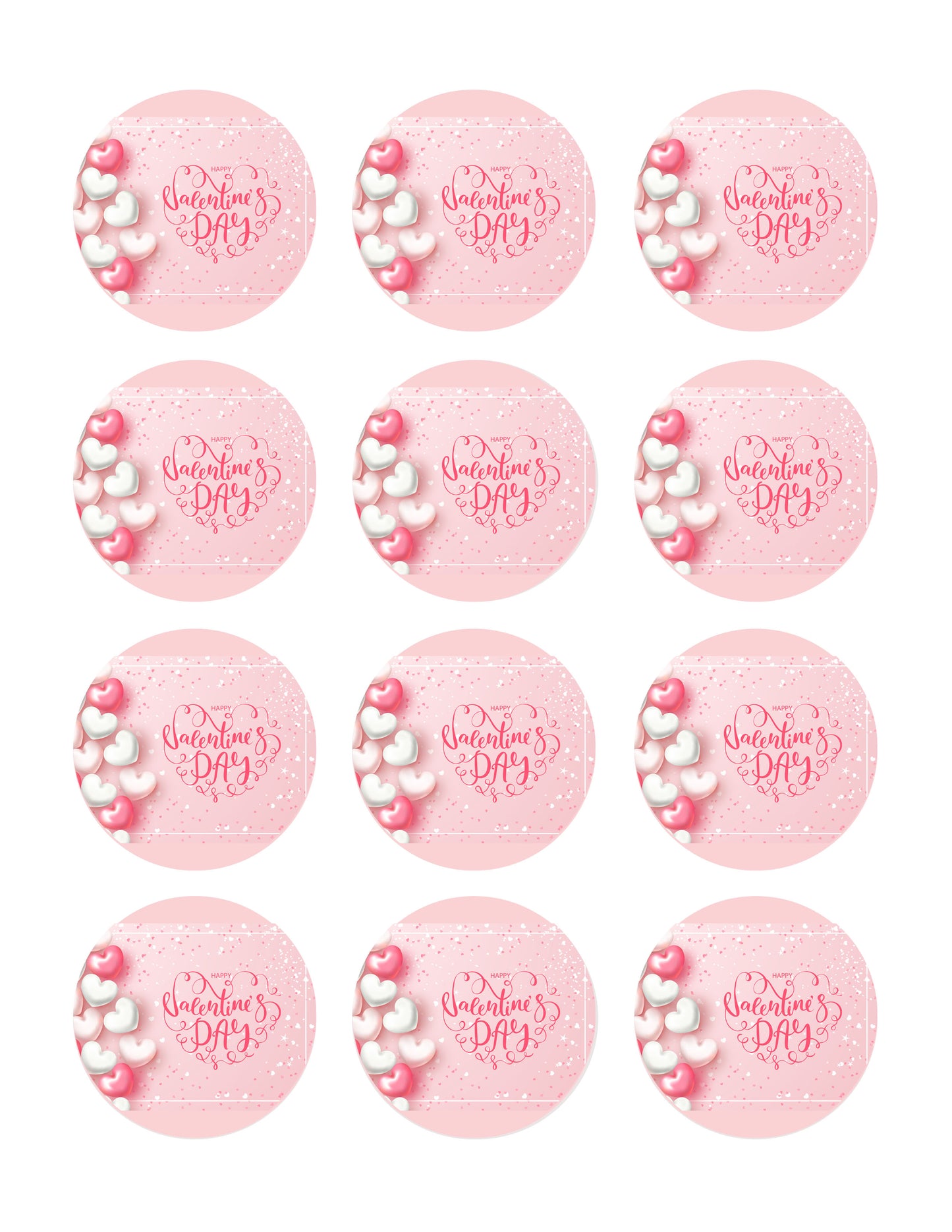Valentine`s Day - Edible Cake Topper, Cupcake Toppers, Strips