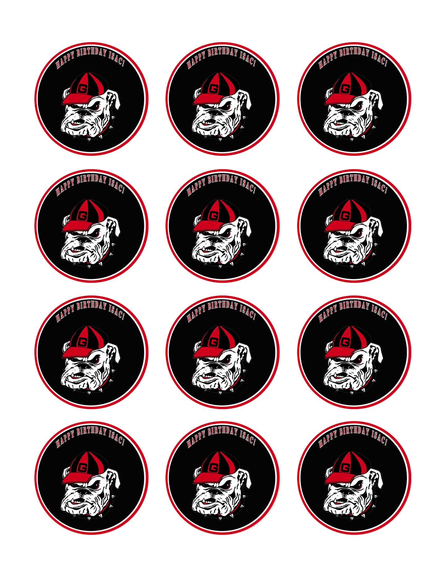 Georgia Bulldogs - Edible Cake Topper OR Cupcake Topper, Decor