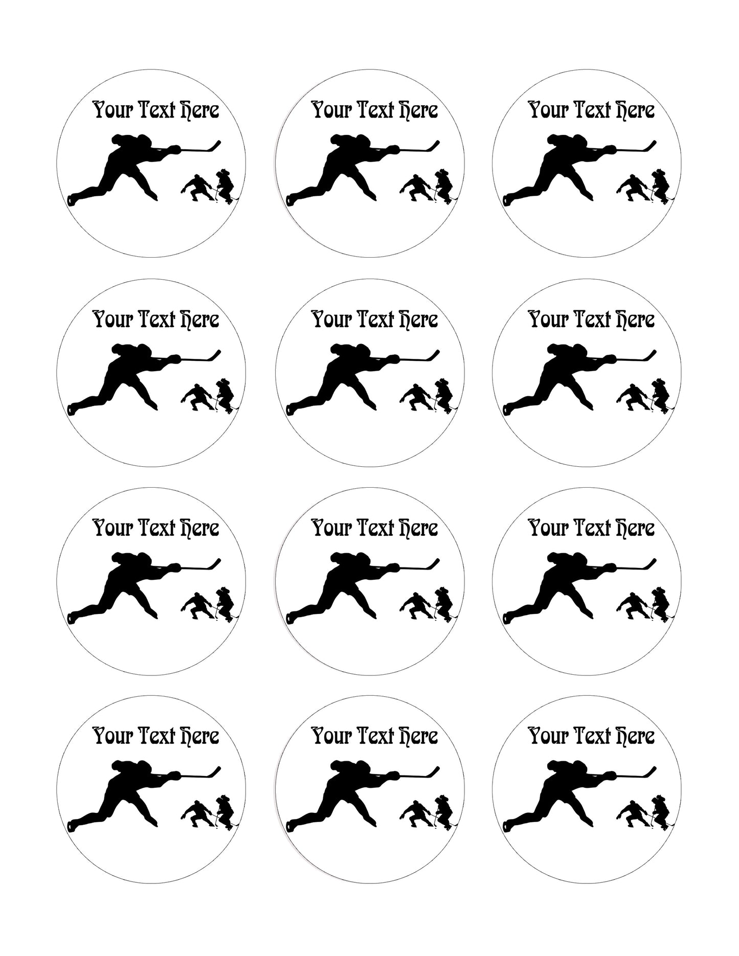 Hockey Players - Edible Cake Topper, Cupcake Toppers, Strips