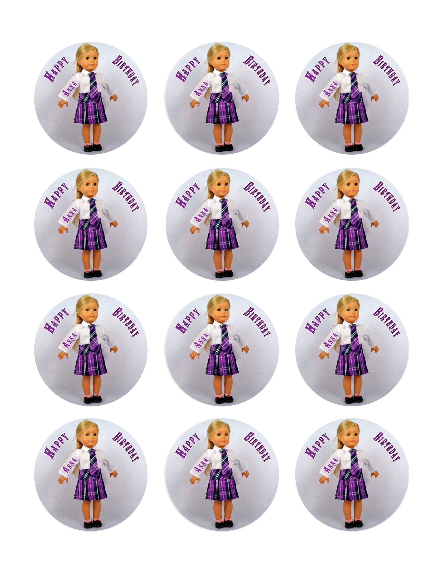 American Girl (Nr2) - Edible Cake Topper, Cupcake Toppers, Strips