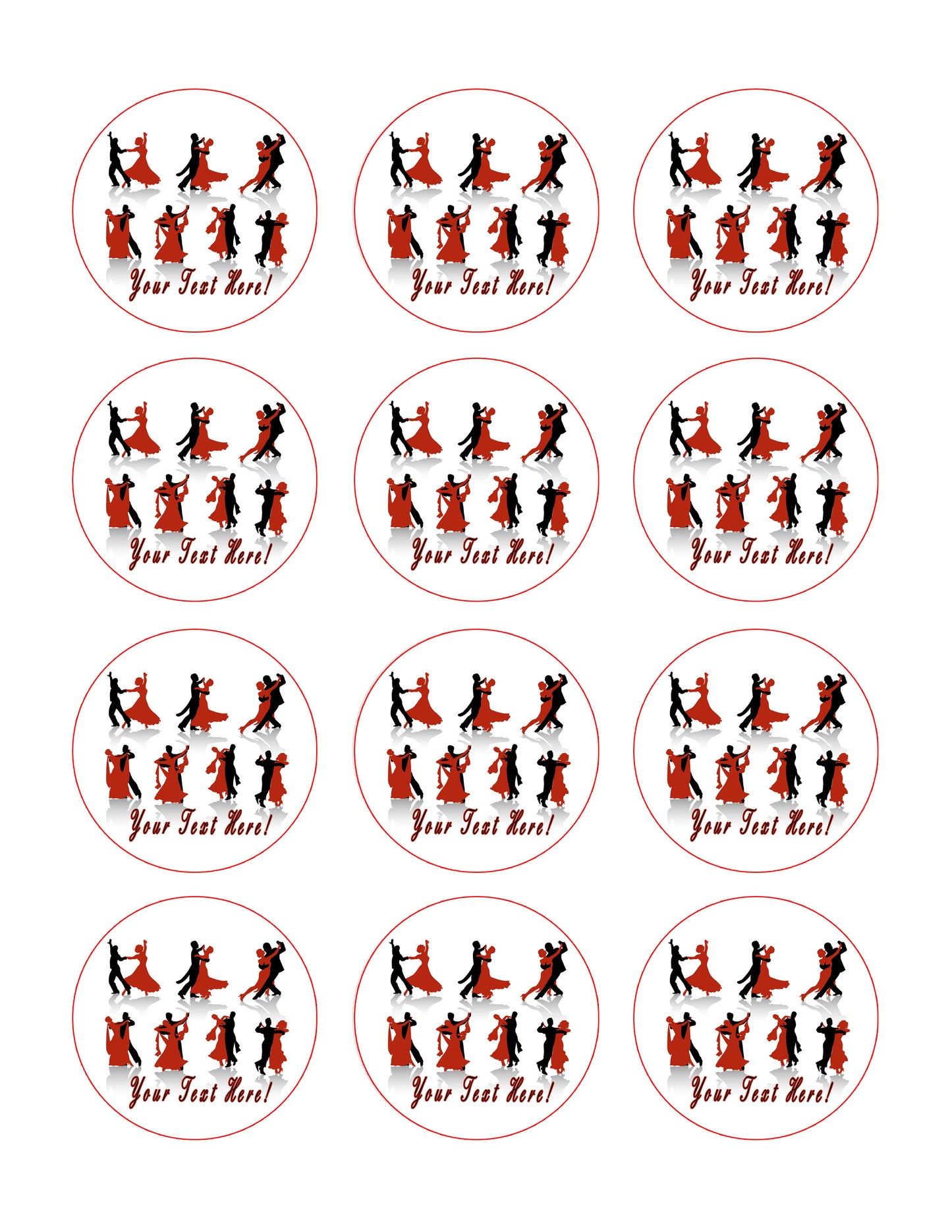 Ballroom Dancers - Edible Cake Topper, Cupcake Toppers, Strips