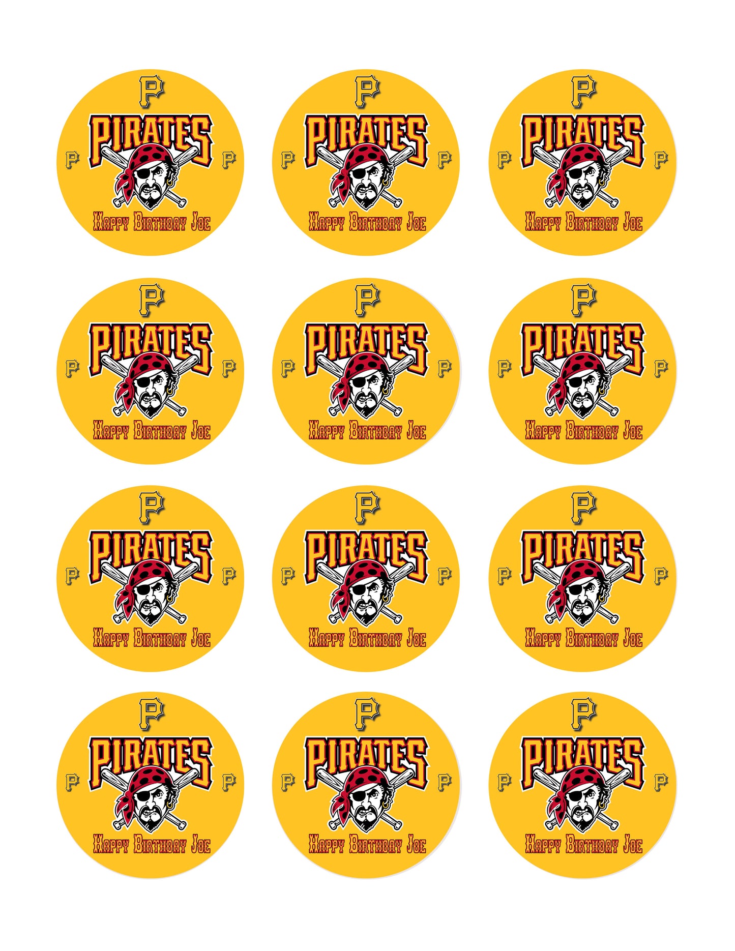 Pittsburgh Pirates - Edible Cake Topper OR Cupcake Topper, Decor