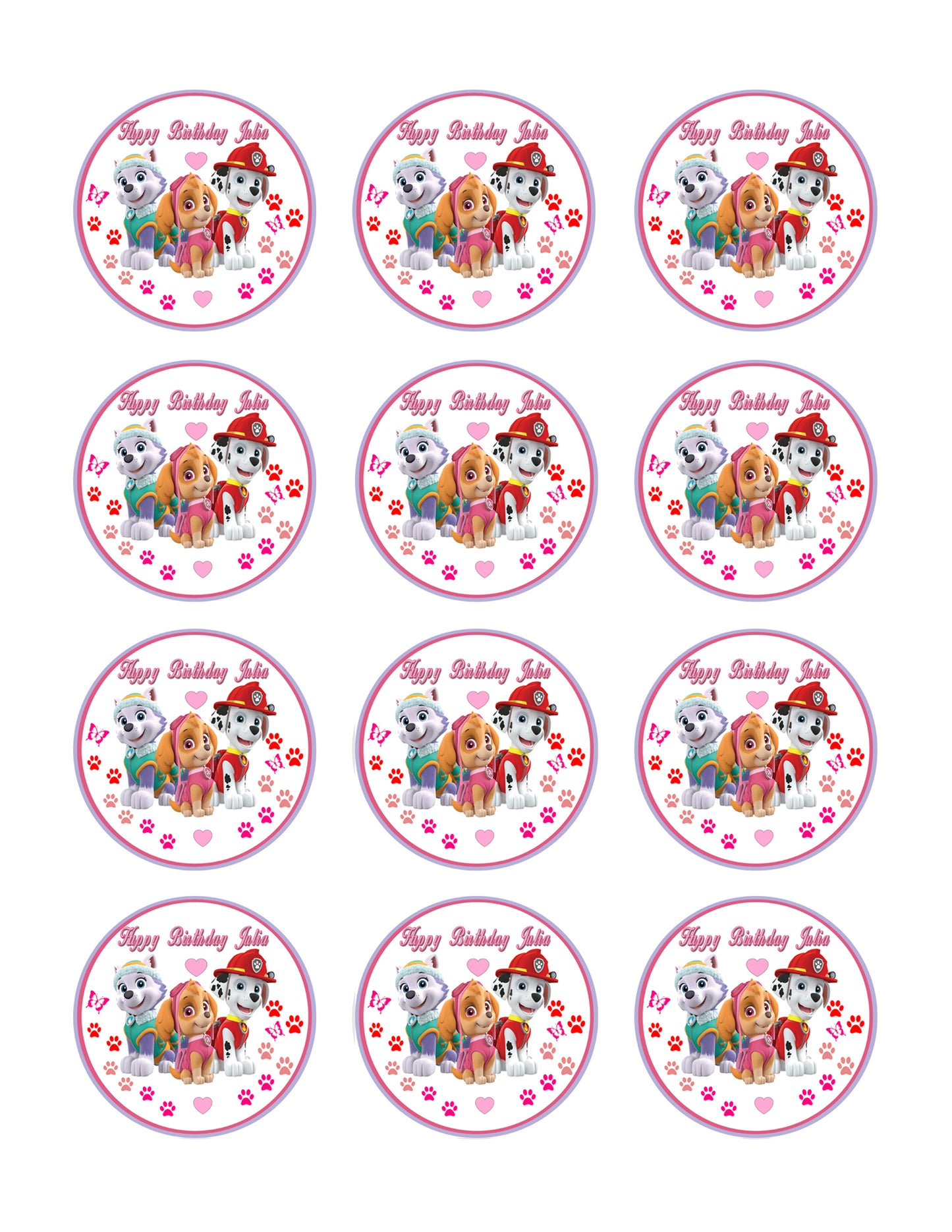 Paw Patrol Girls - Edible Cake Topper OR Cupcake Topper, Decor