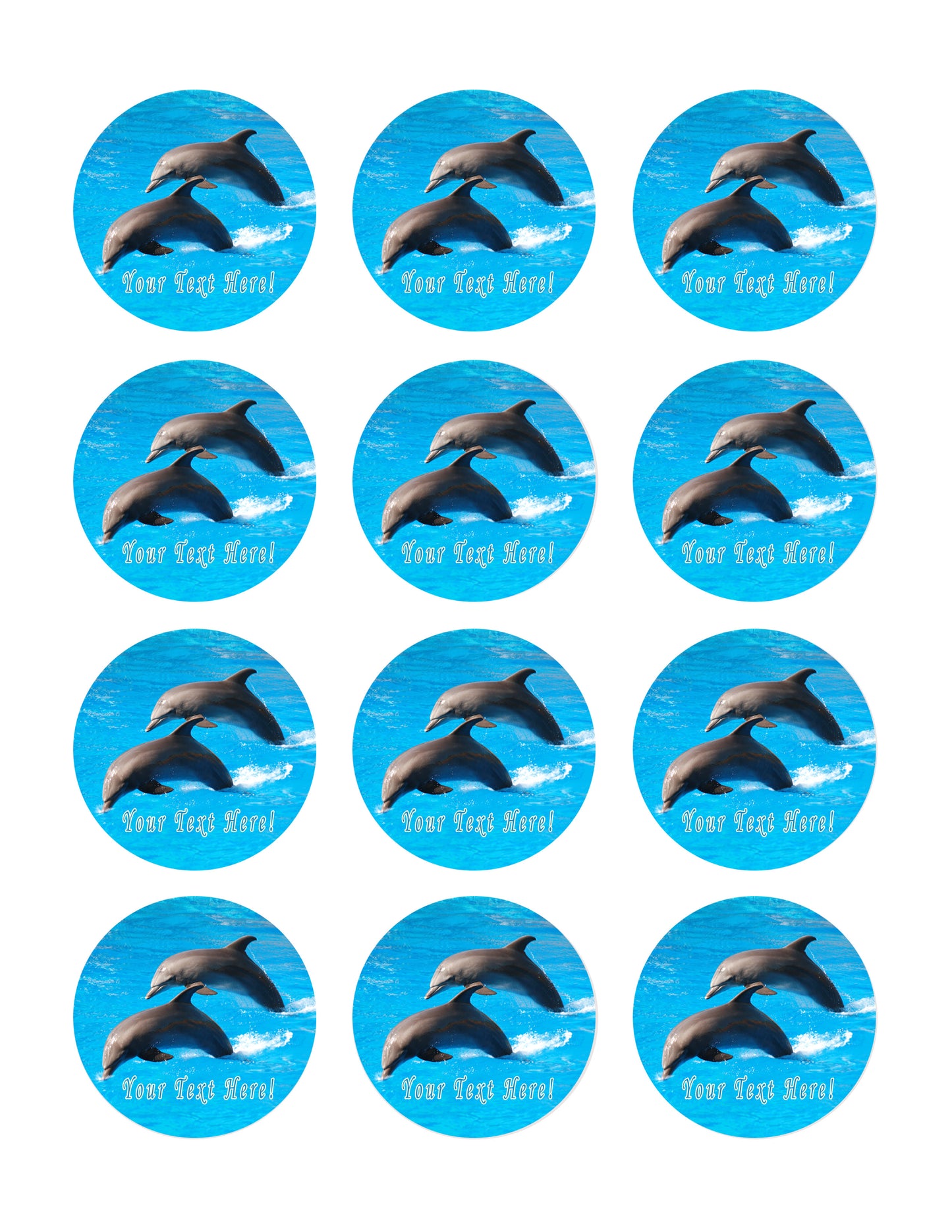 Dolphin Jumping - Edible Cake Topper, Cupcake Toppers, Strips