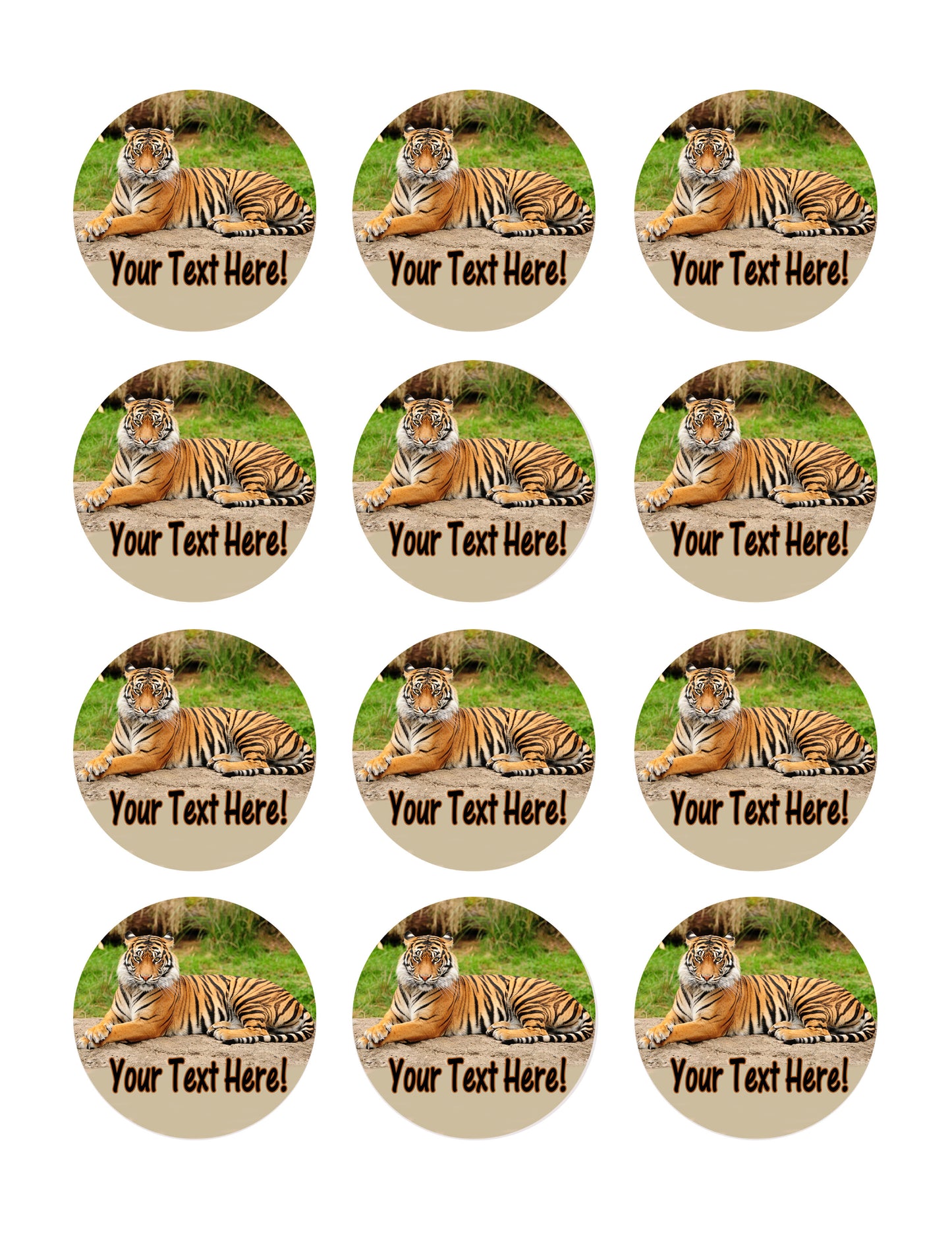 Tiger portrait - Edible Cake Topper, Cupcake Toppers, Strips
