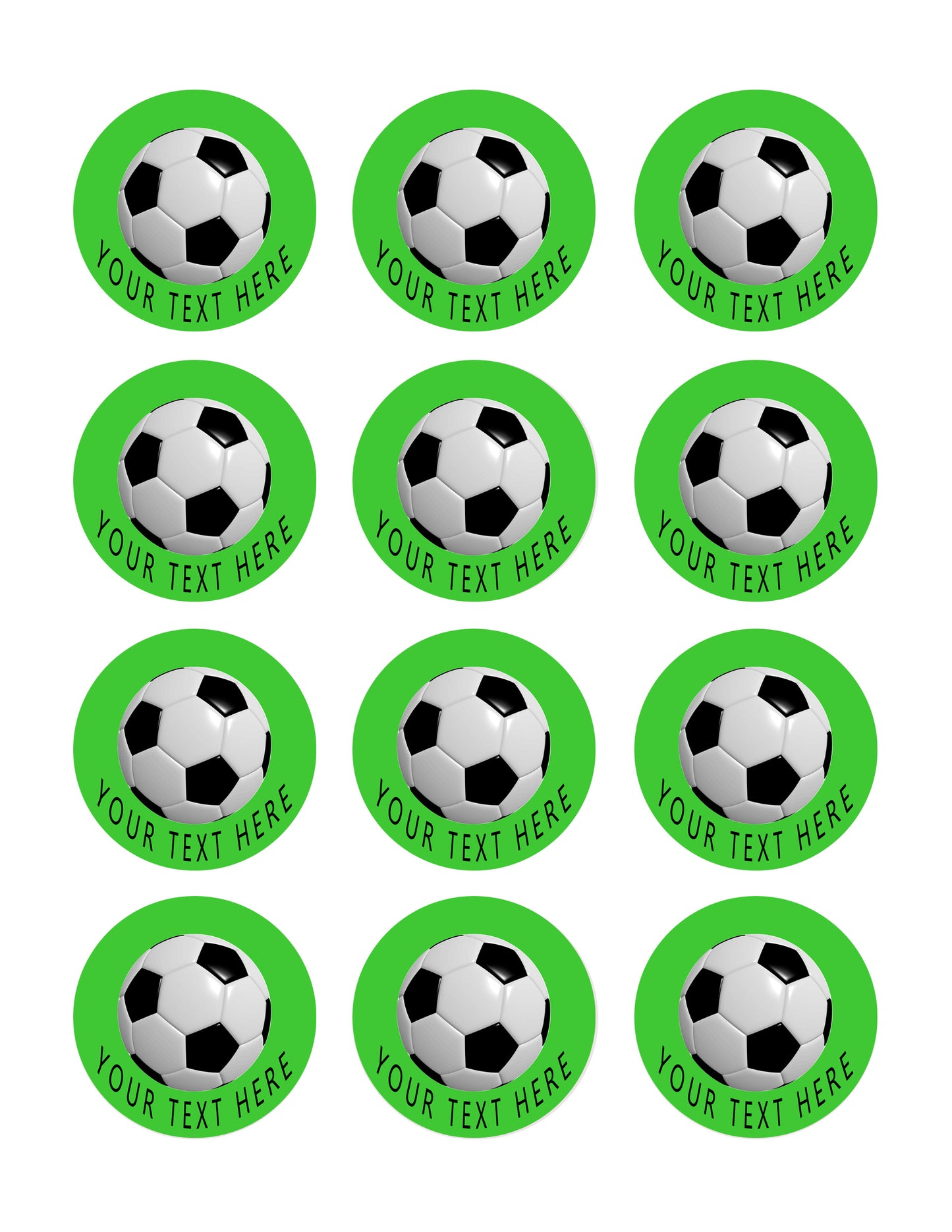 SOCCER BALL - Edible Cake Topper, Cupcake Toppers, Strips