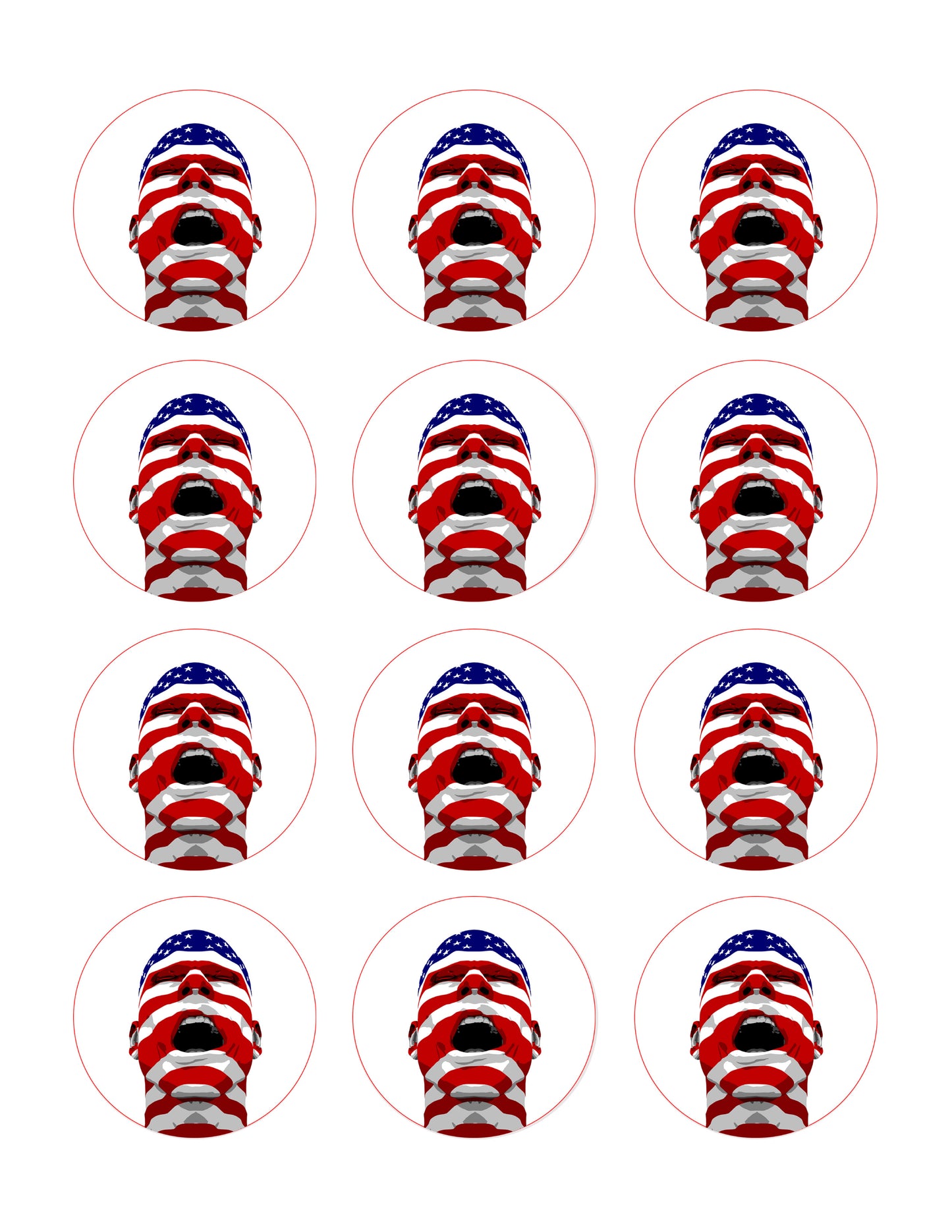 USA Flag Man Yelling - Edible Cake Topper, Cupcake Toppers, Strips