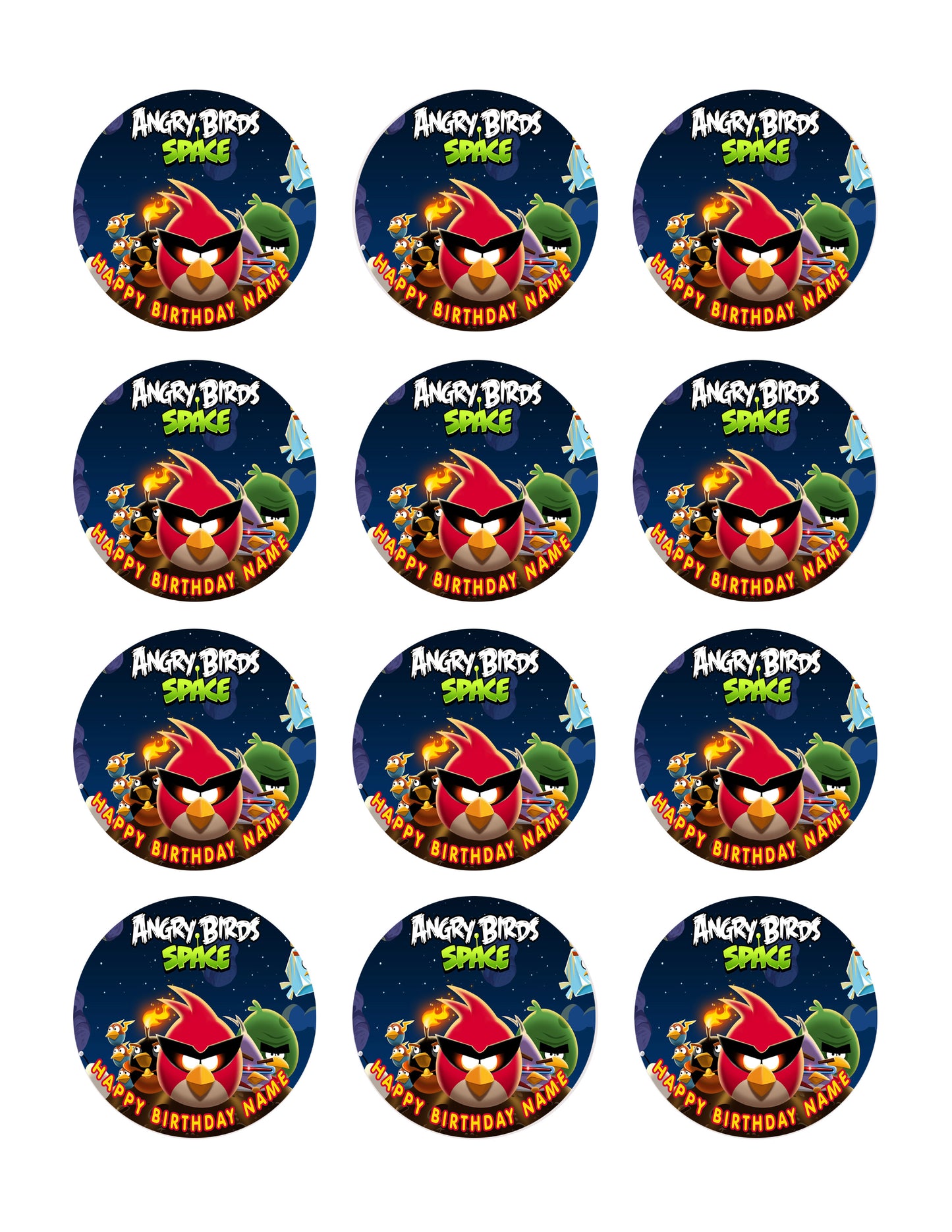 Angry Birds Space - Edible Cake Topper, Cupcake Toppers, Strips