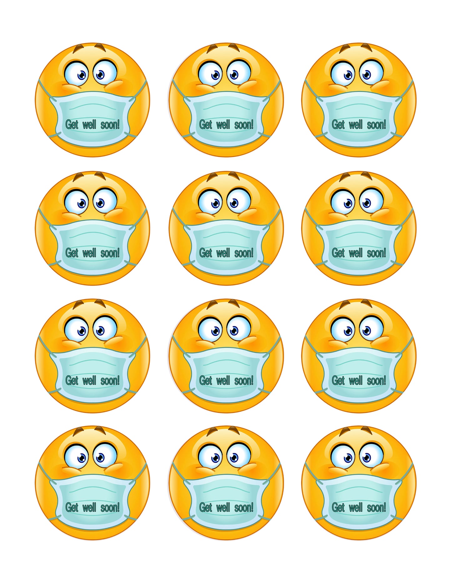 Emoji with Mask - Edible Cake Topper, Cupcake Toppers, Strips