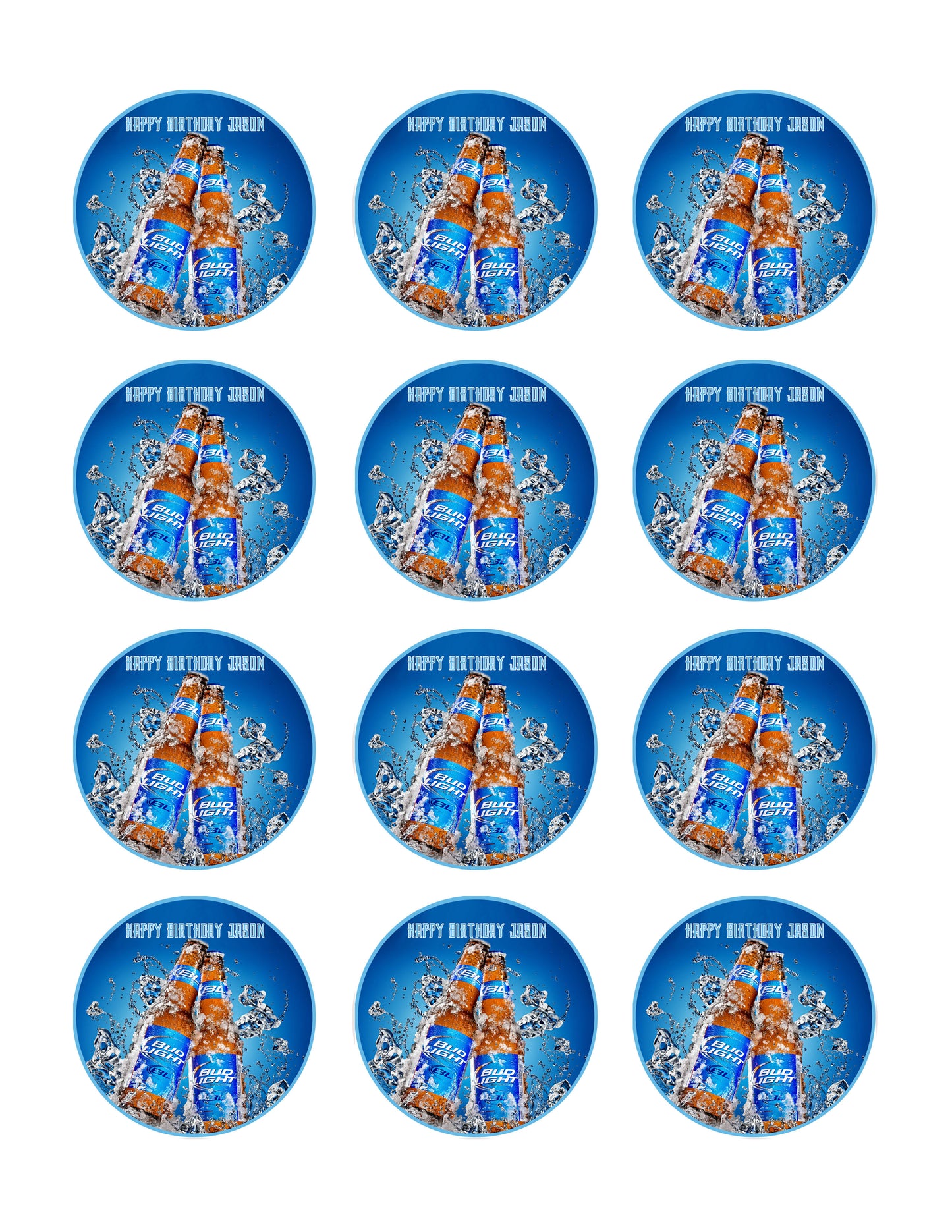 Bud Light - Edible Cake Topper, Cupcake Toppers, Strips