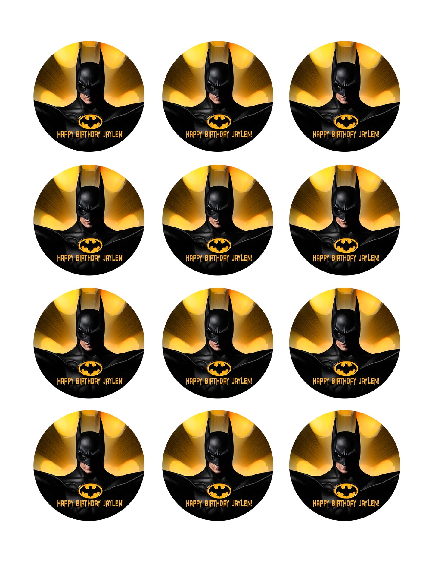 Batman Yellow - Edible Cake Topper, Cupcake Toppers, Strips