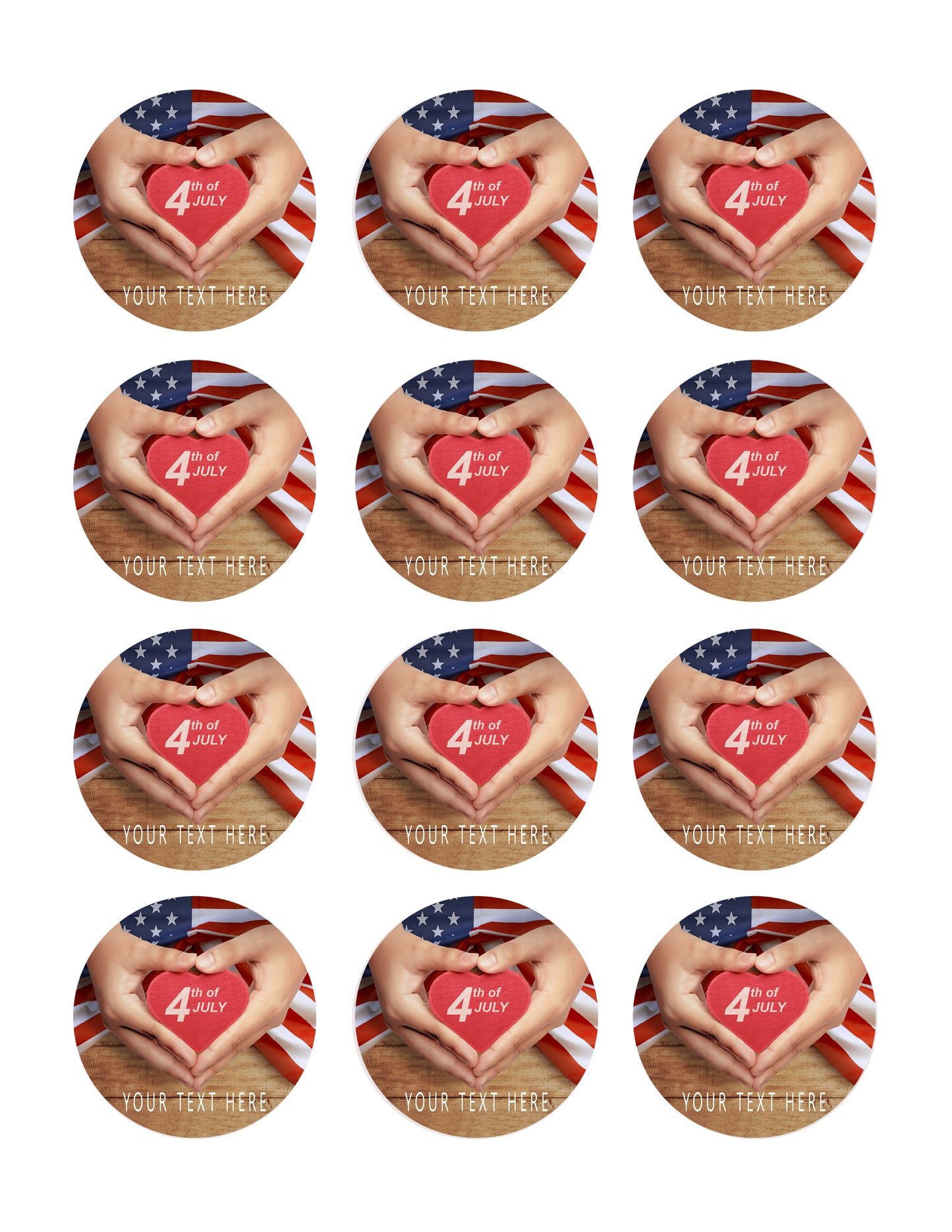 4th of July (Nr5) - Edible Cake Topper, Cupcake Toppers, Strips