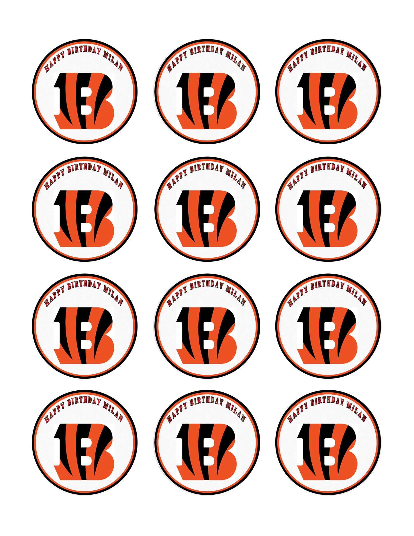 CINCINNATI BENGALS - Edible Cake Topper, Cupcake Toppers, Strips