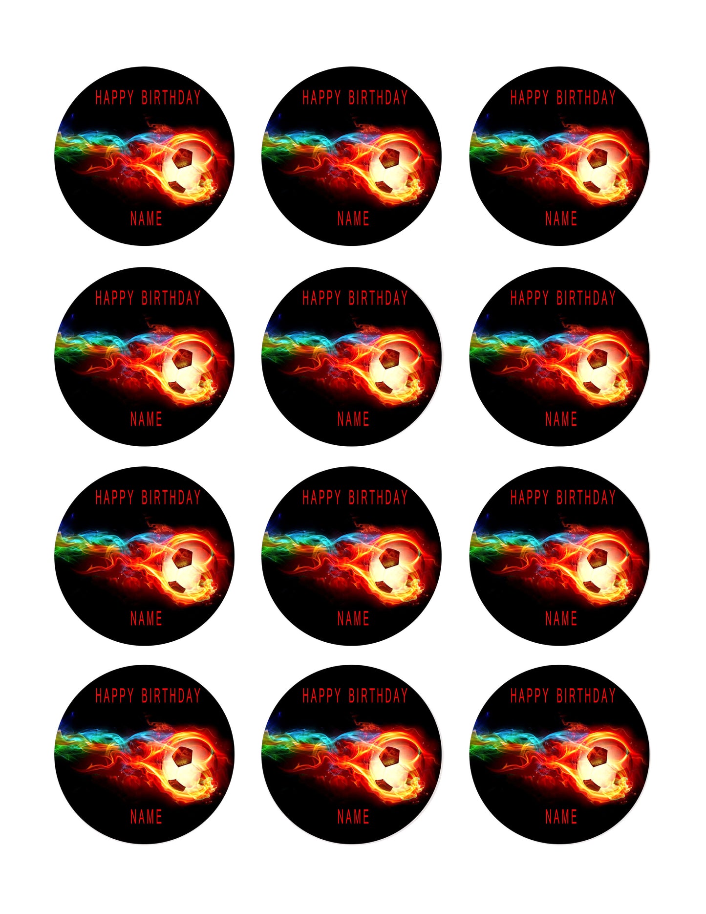 Flaming Soccer Ball - Edible Cake Topper OR Cupcake Topper, Decor