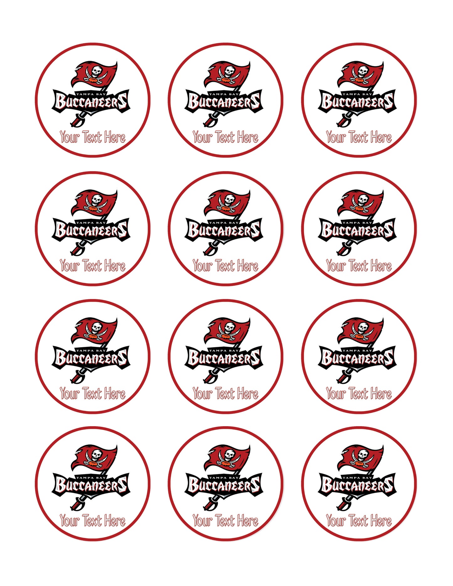 Tampa Bay Buccaneers - Edible Cake Topper OR Cupcake Topper, Decor