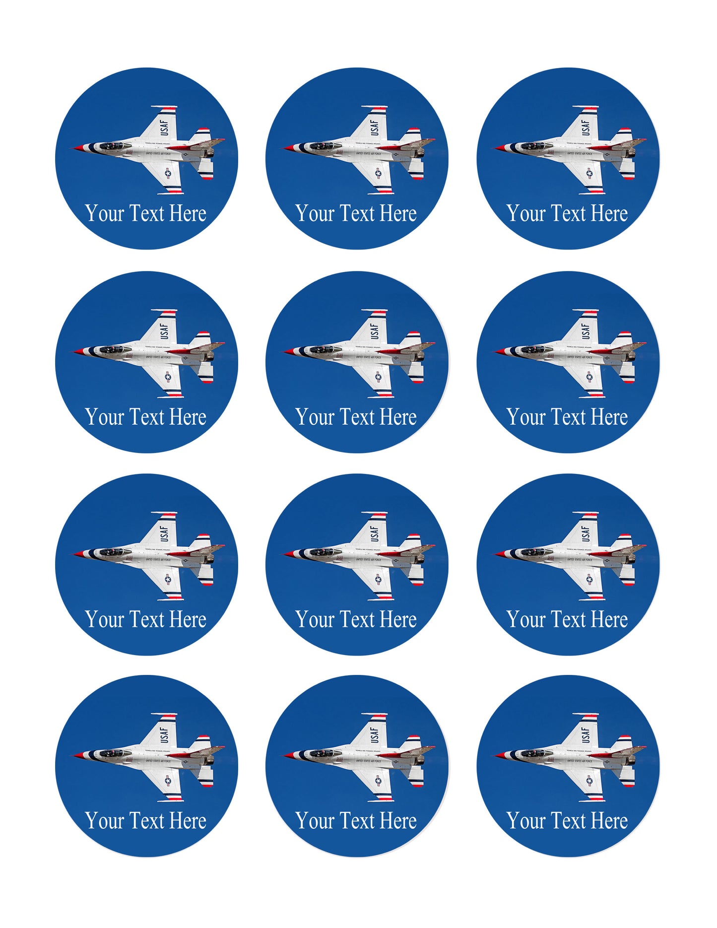 US Air Force - Thunderbirds 17 - Edible Cake Topper, Cupcake Toppers, Strips