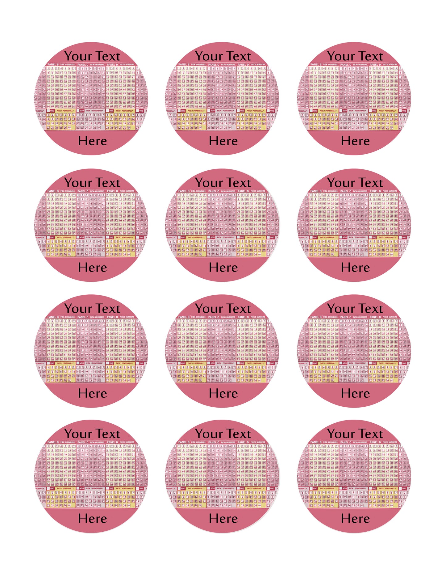 Lotto Powerball - Edible Cake Topper, Cupcake Toppers, Strips