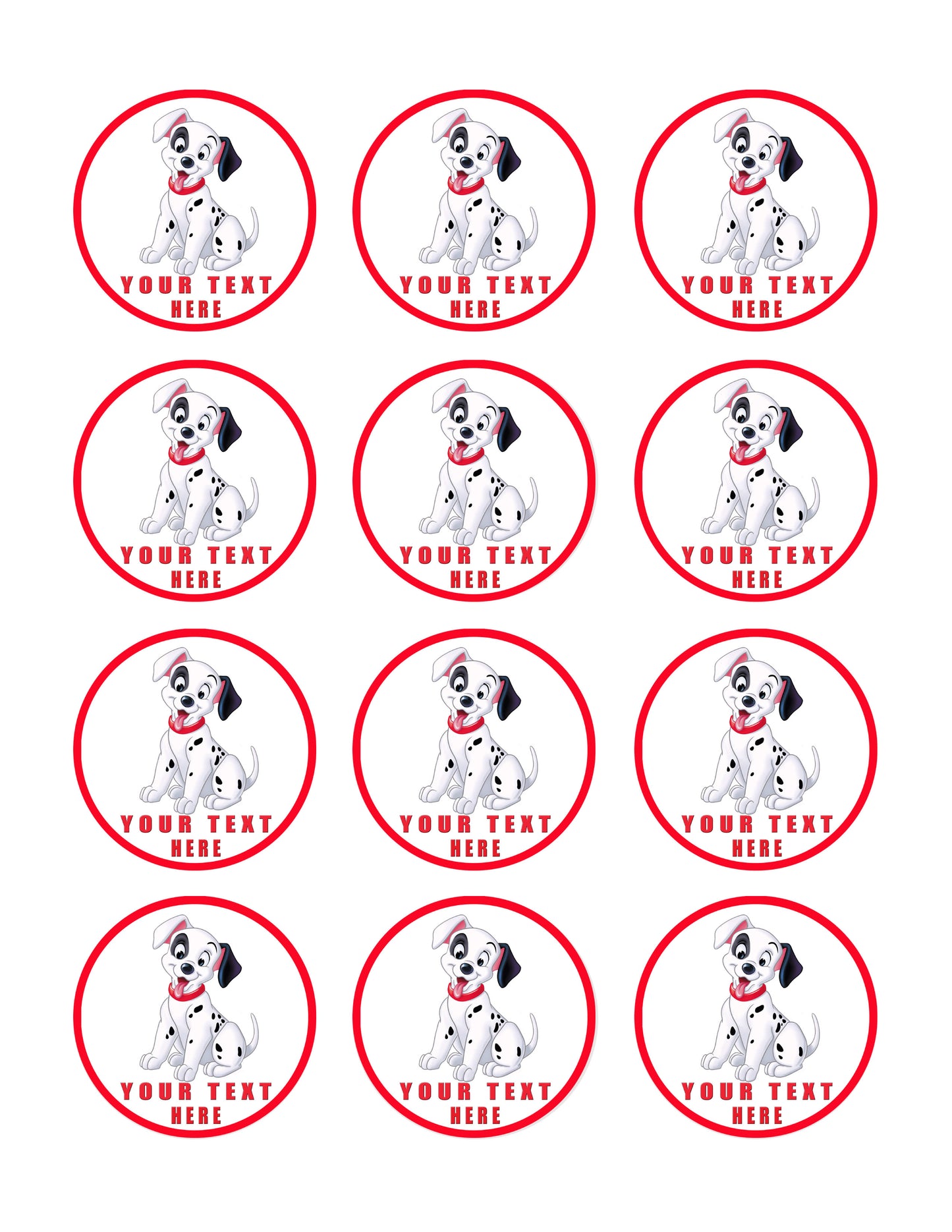 Dalmatian - Edible Cake Topper, Cupcake Toppers, Strips