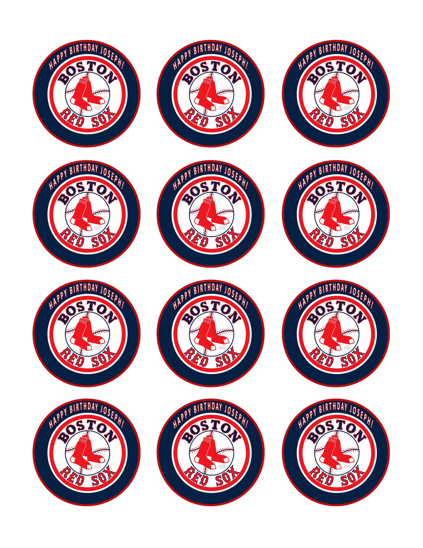 Boston Red Sox - Edible Cake Topper, Cupcake Toppers, Strips